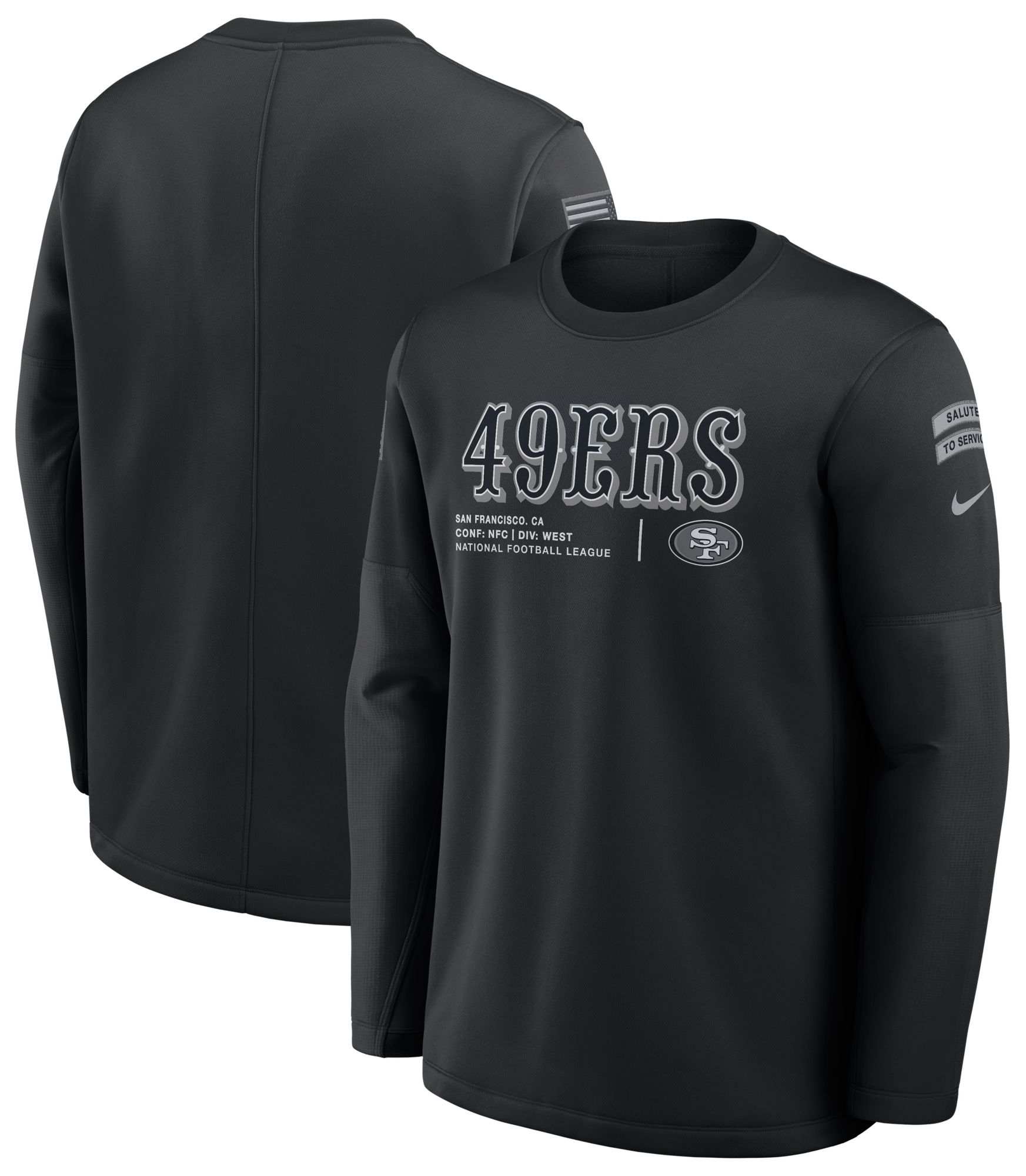 Nike Men's San Francisco 49ers Salute to Service 2026 Coaches Crewneck Sweatshirt