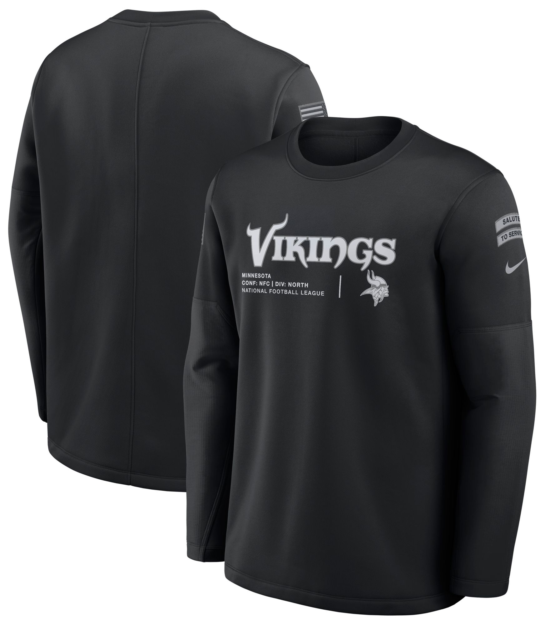Nike Men's Minnesota Vikings Salute to Service 2026 Coaches Crewneck Sweatshirt