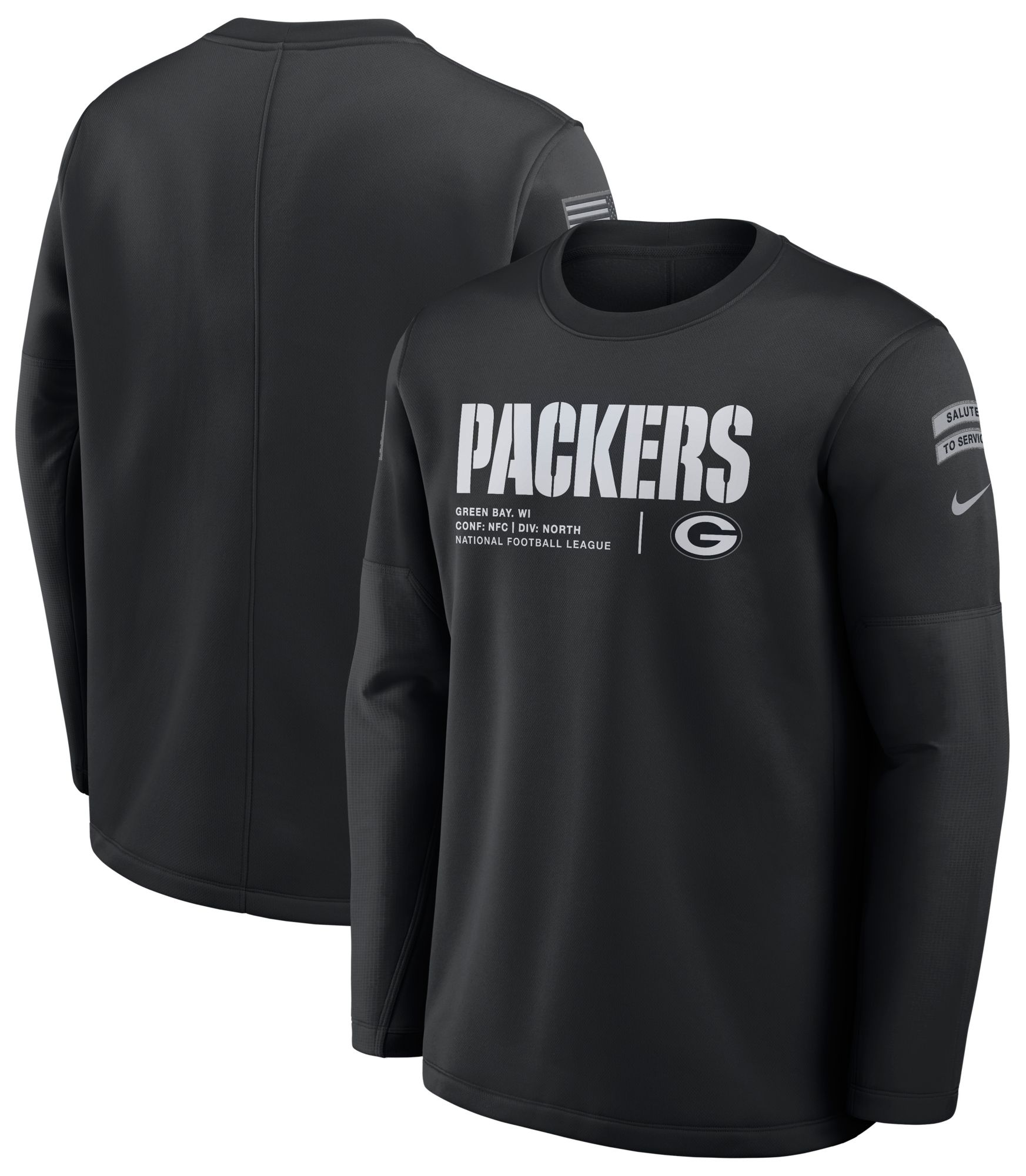 Nike Men's Green Bay Packers Salute to Service 2026 Coaches Crewneck Sweatshirt