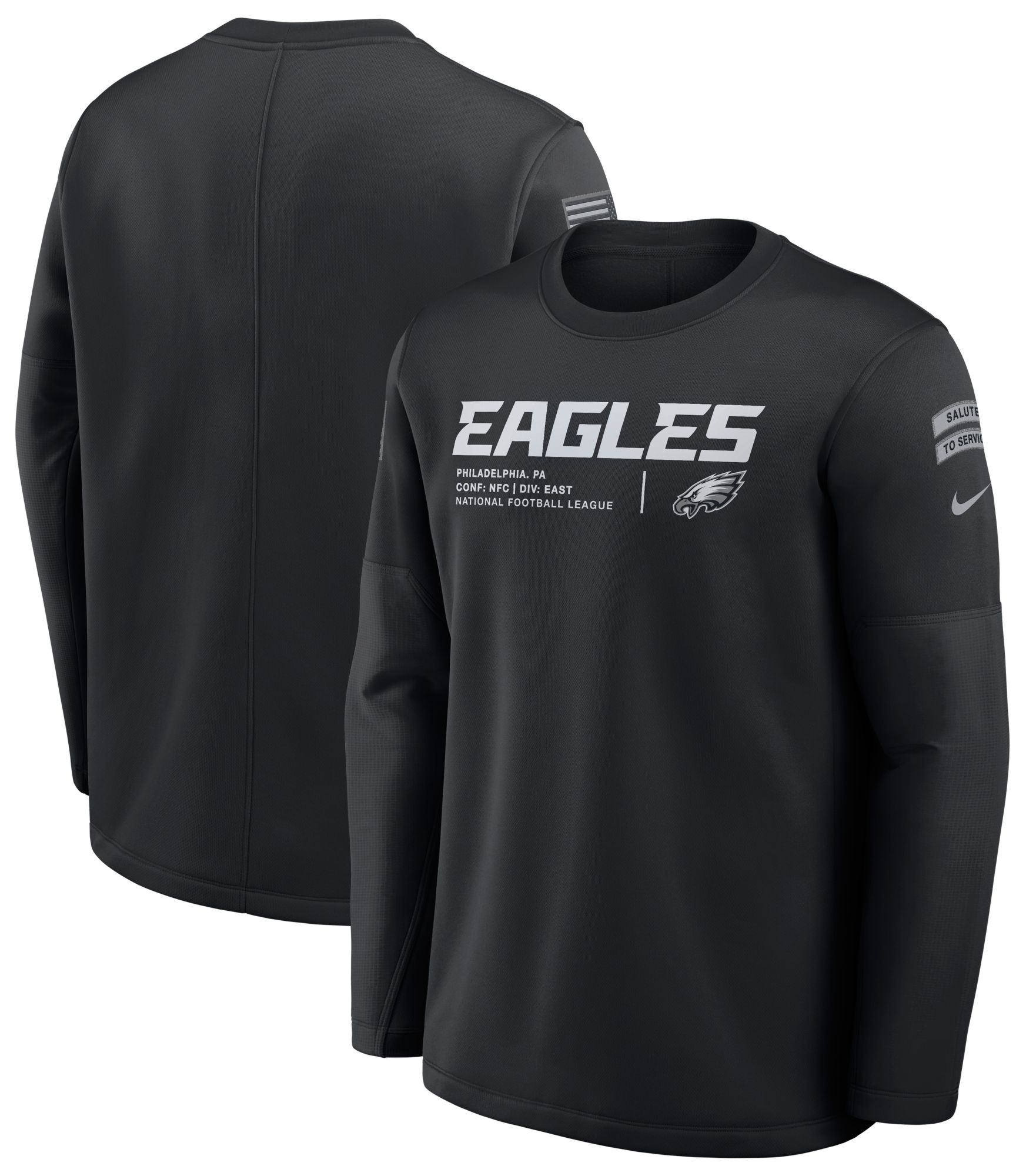 Nike Men's Philadelphia Eagles Salute to Service 2026 Coaches Crewneck Sweatshirt