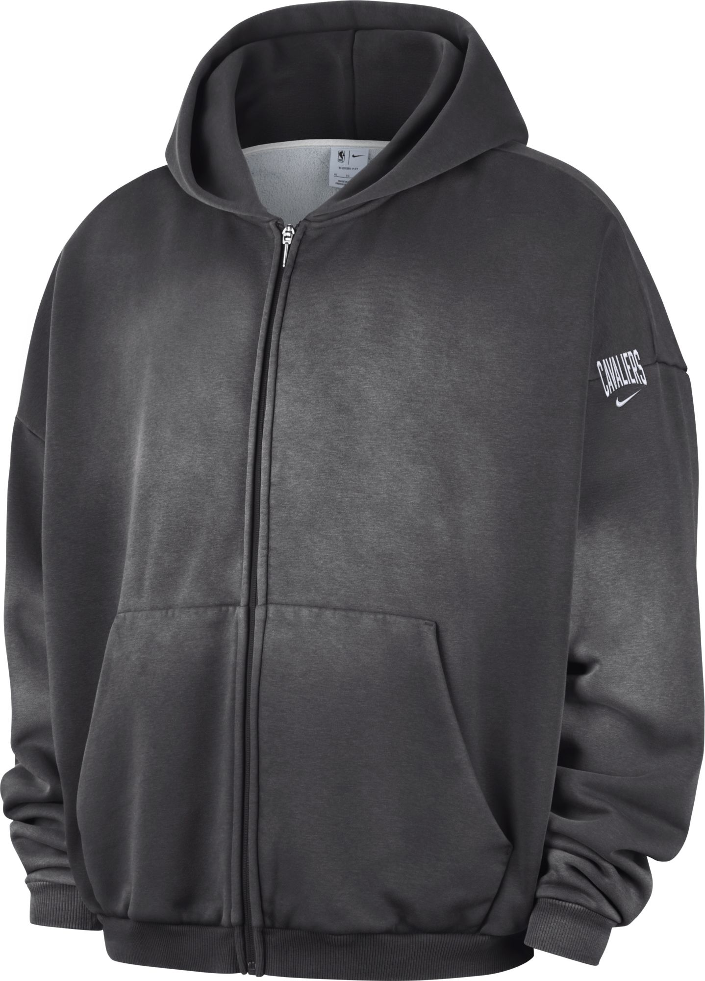 Nike Adult Cleveland Cavaliers Worn With Obsession Standard Issue Travel Therma Fleece Full-Zip Hoodie, Men's, XL, Gray