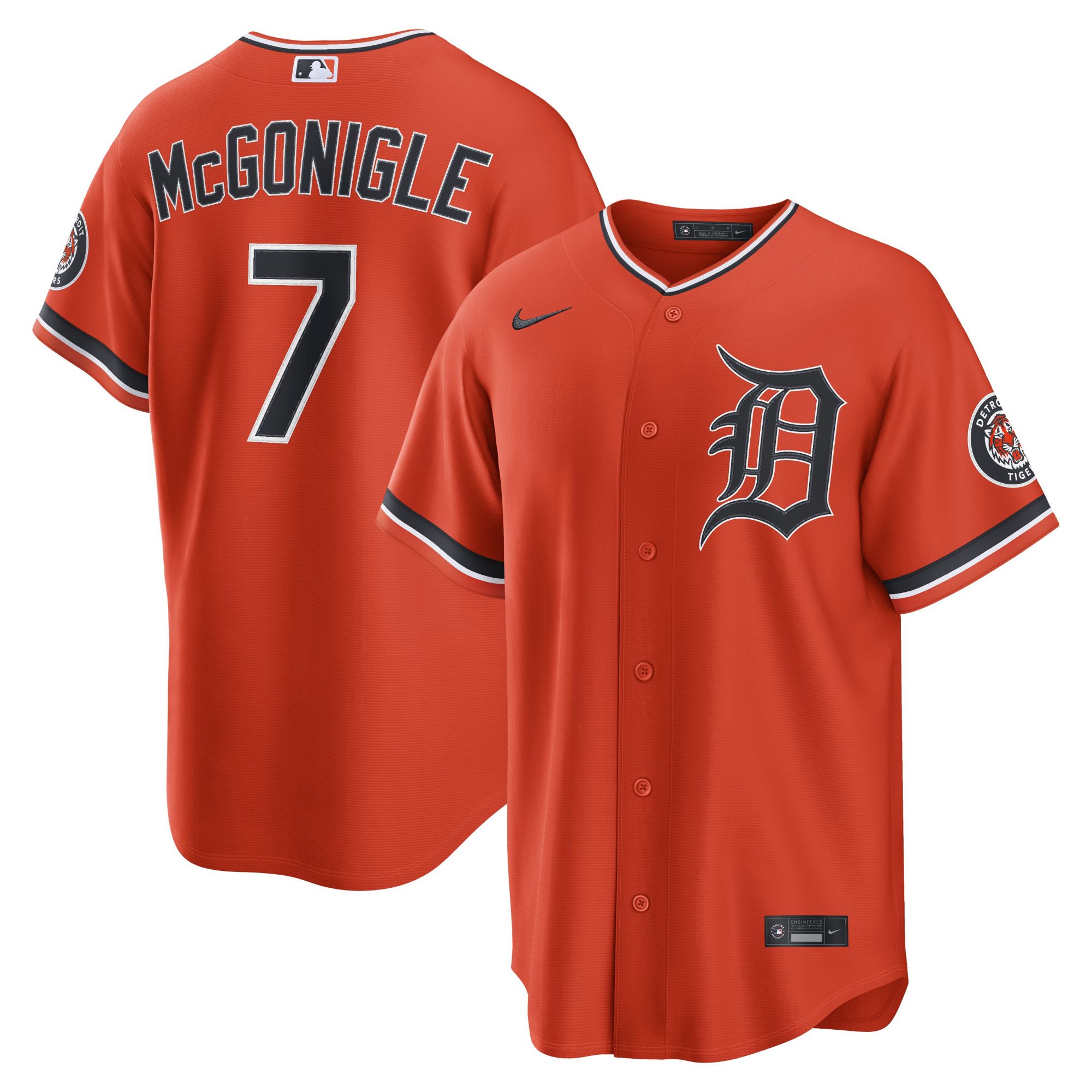 Nike Men's Detroit Tigers Orange Kevin McGonigle #7 Alternate Stadium Jersey