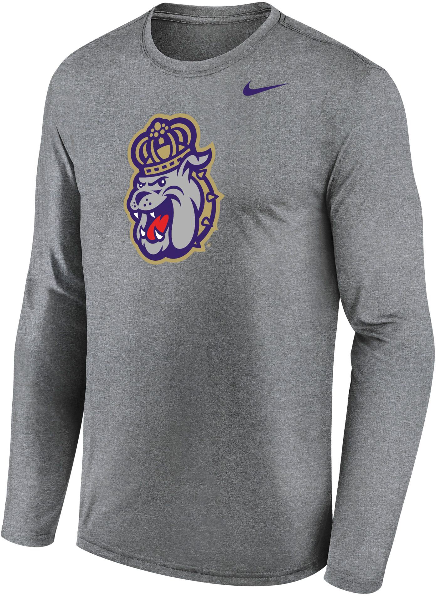 Nike Men's James Madison Dukes Gray Legend Long Sleeve Shirt