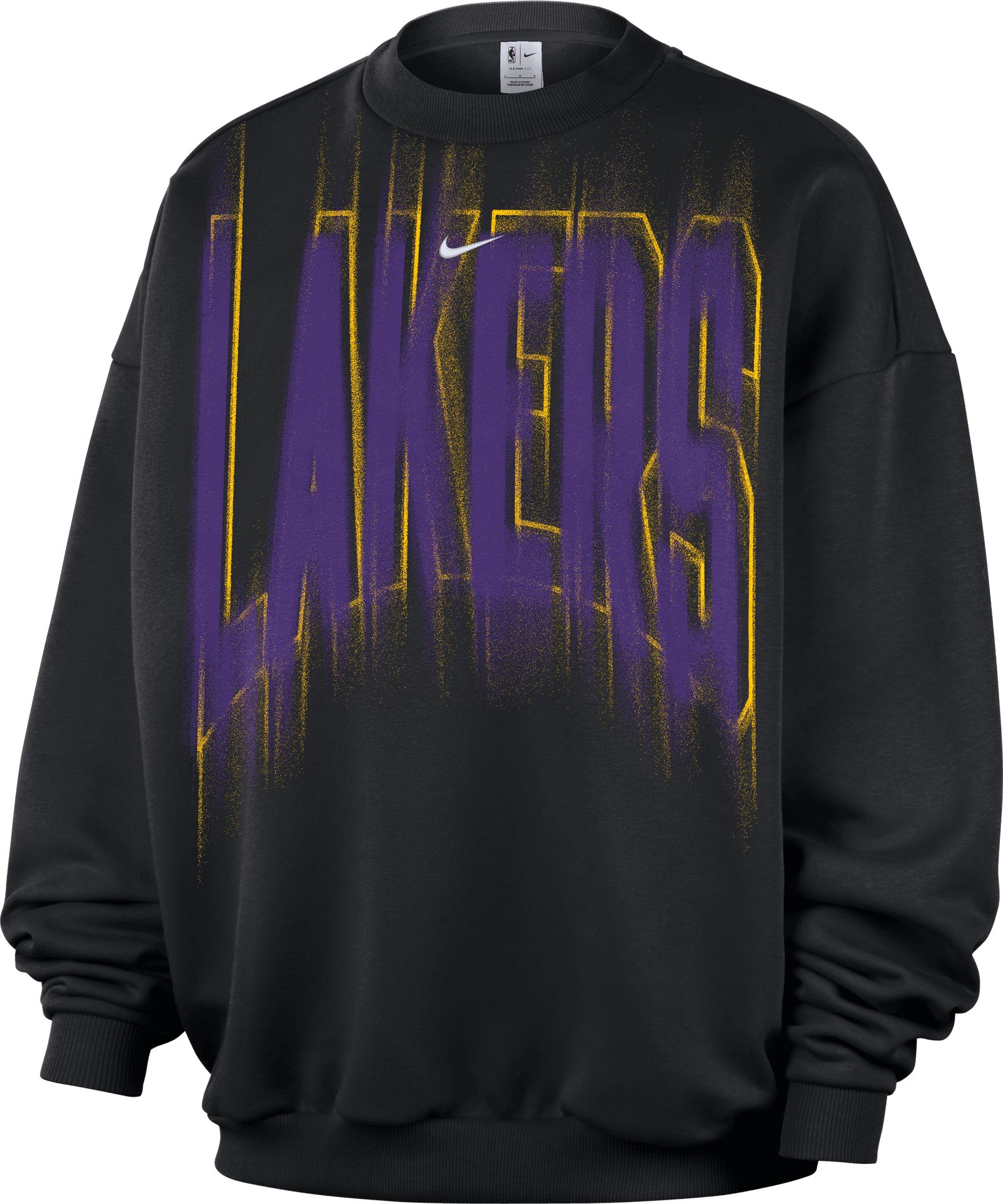 Nike Adult Los Angeles Lakers Worn With Obsession Standard Issue Game Theater Team Crew Sweatshirt, Men's, XXL, Black