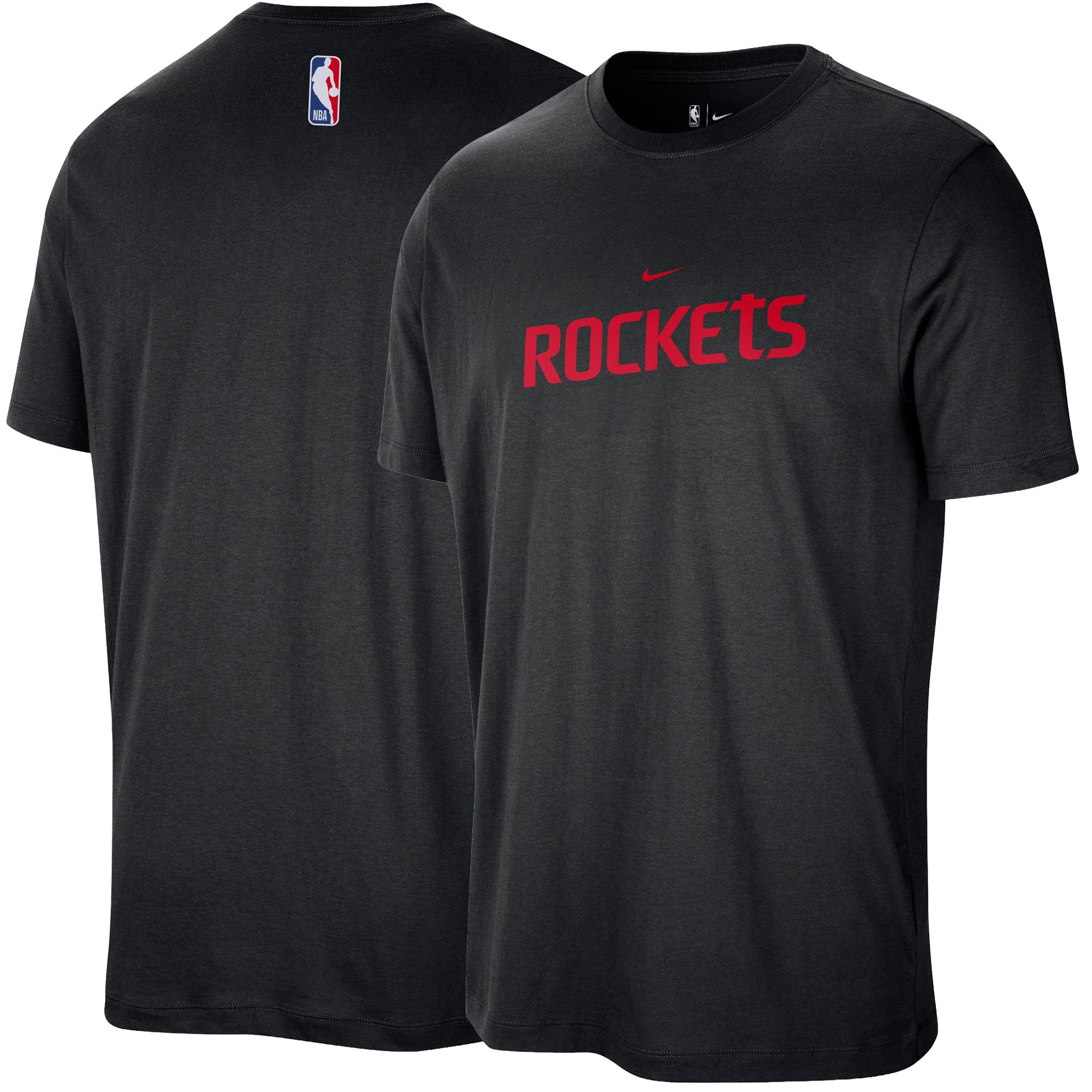 Nike Men's Houston Rockets Black Wordmark T-Shirt