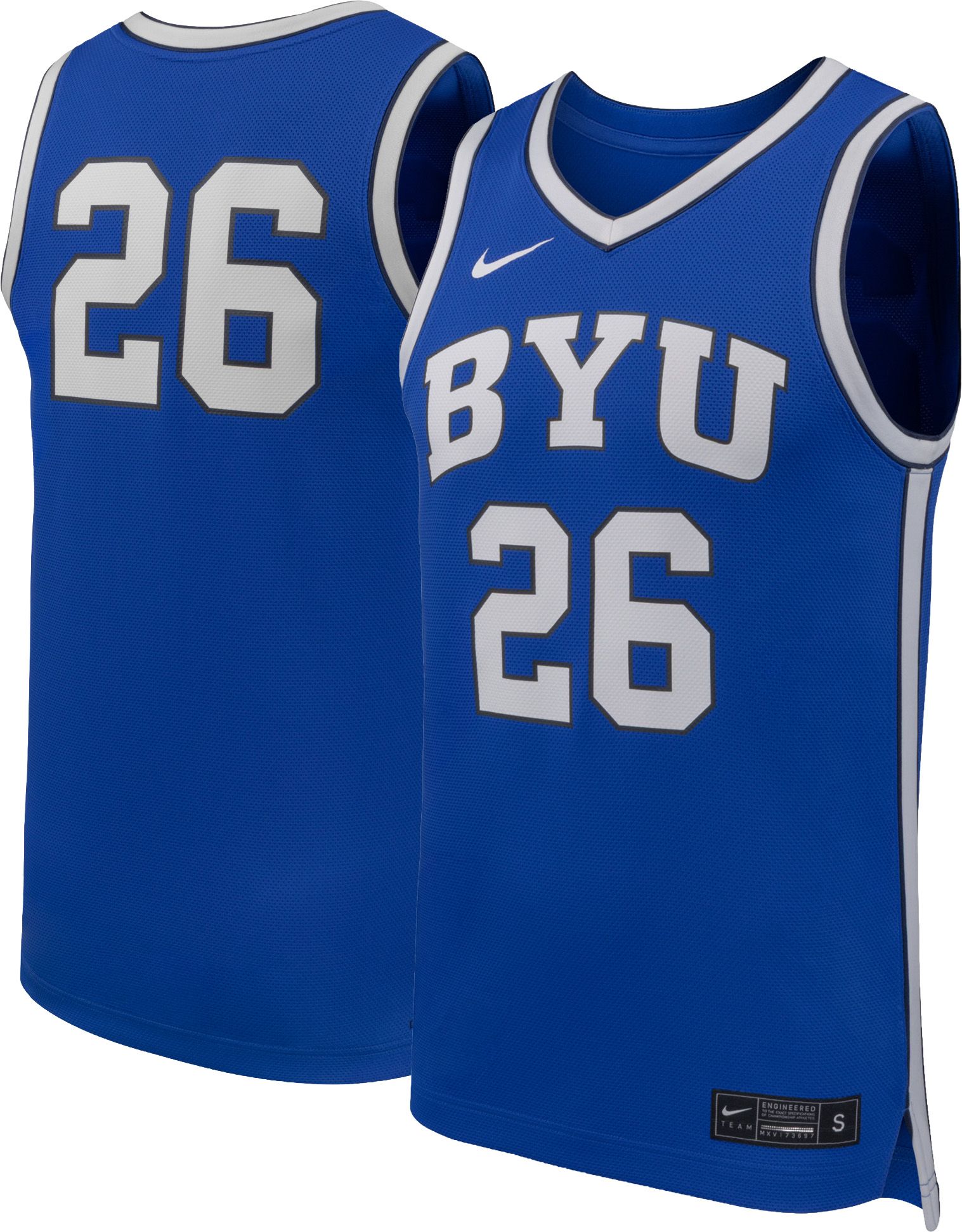 Nike Men's BYU Cougars Road Replica Basketball Jersey, XXL, Blue