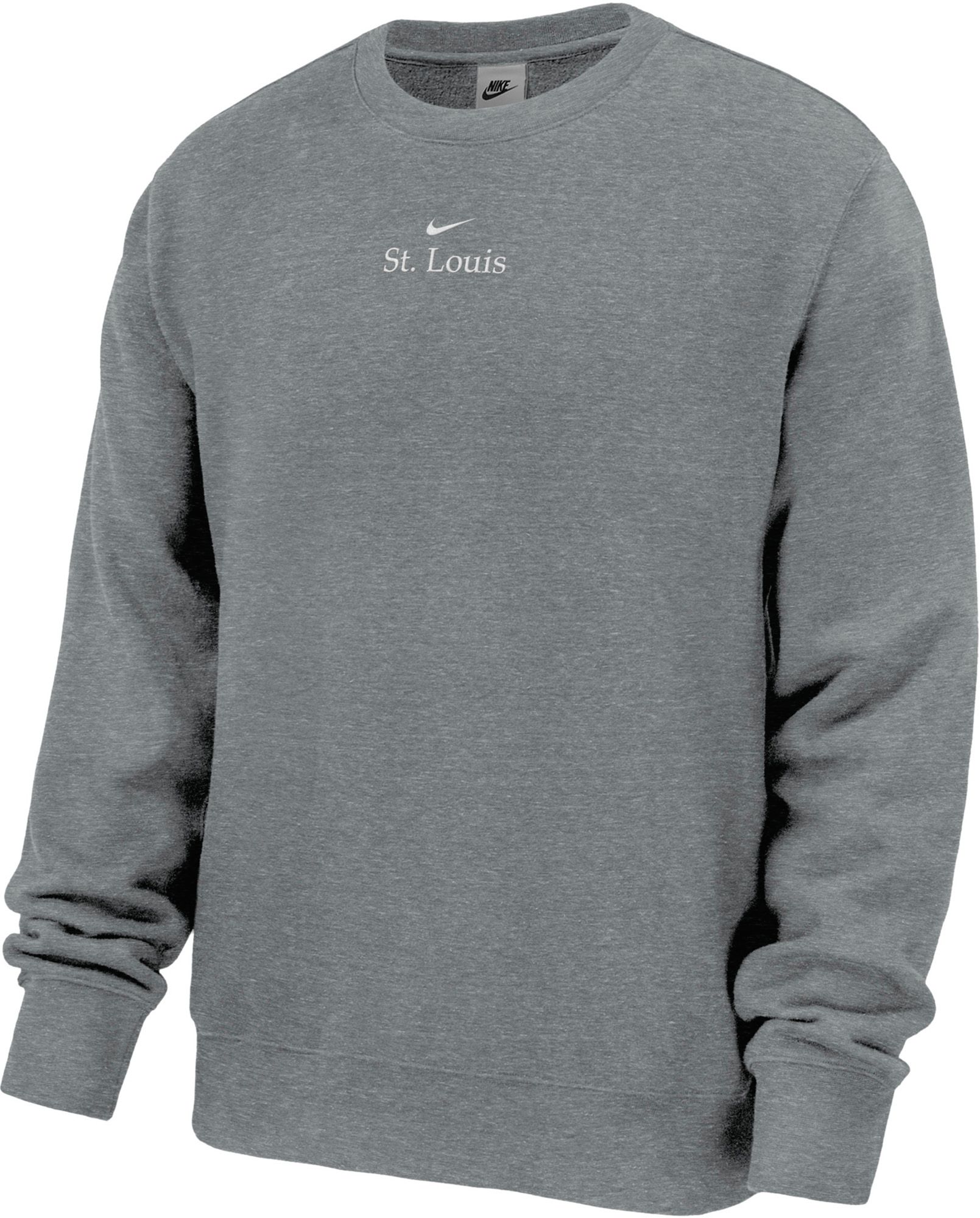 Nike Men's St. Louis Dark Grey Heather Club Fleece Crewneck Sweatshirt