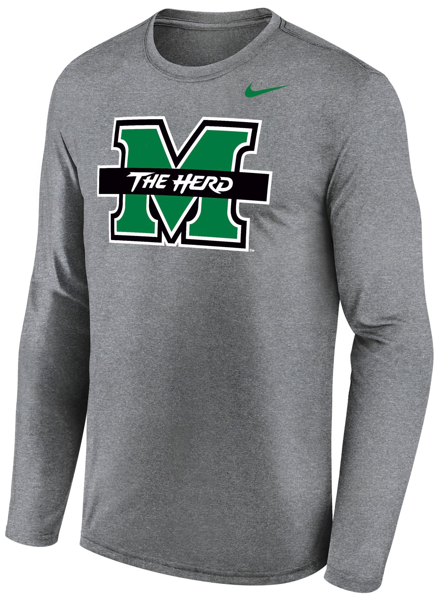 Nike Men's Marshall Thundering Herd Gray Legend Long Sleeve Shirt