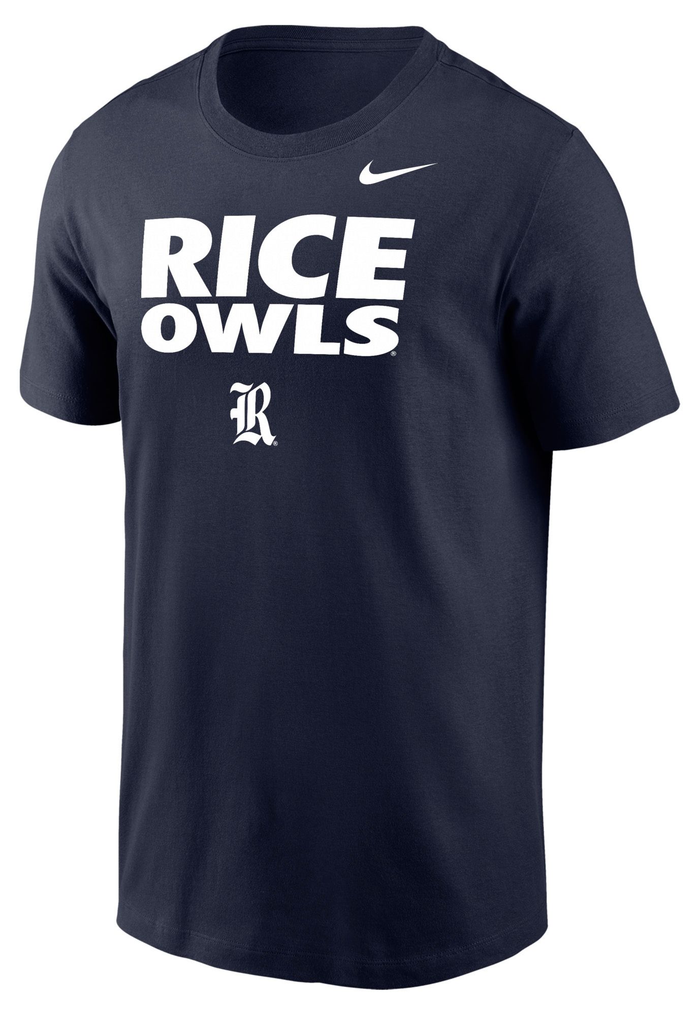 Nike Men's Rice Owls Navy Wordmark T-Shirt