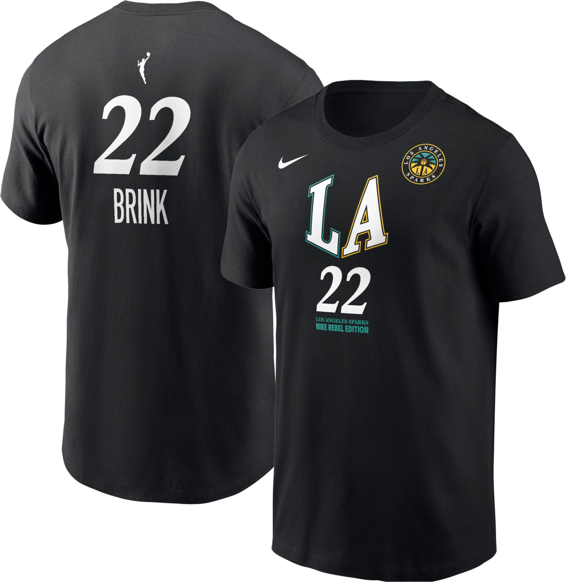 Nike Men's Los Angeles Sparks Cameron Brink #22 Black  Rebel T-Shirt