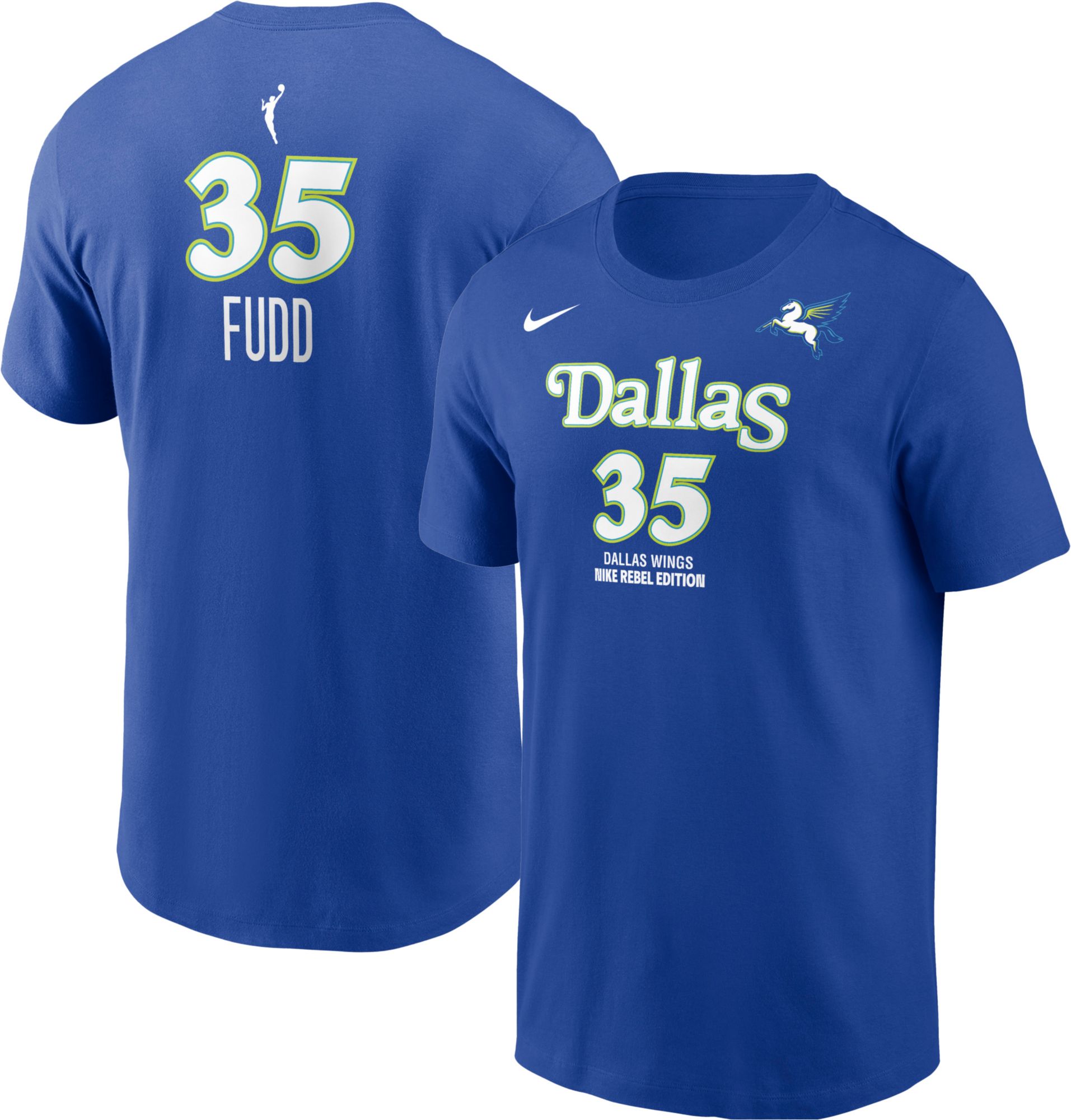 Nike Men's Dallas Wings Azzi Fudd #35 Blue  Rebel T-Shirt