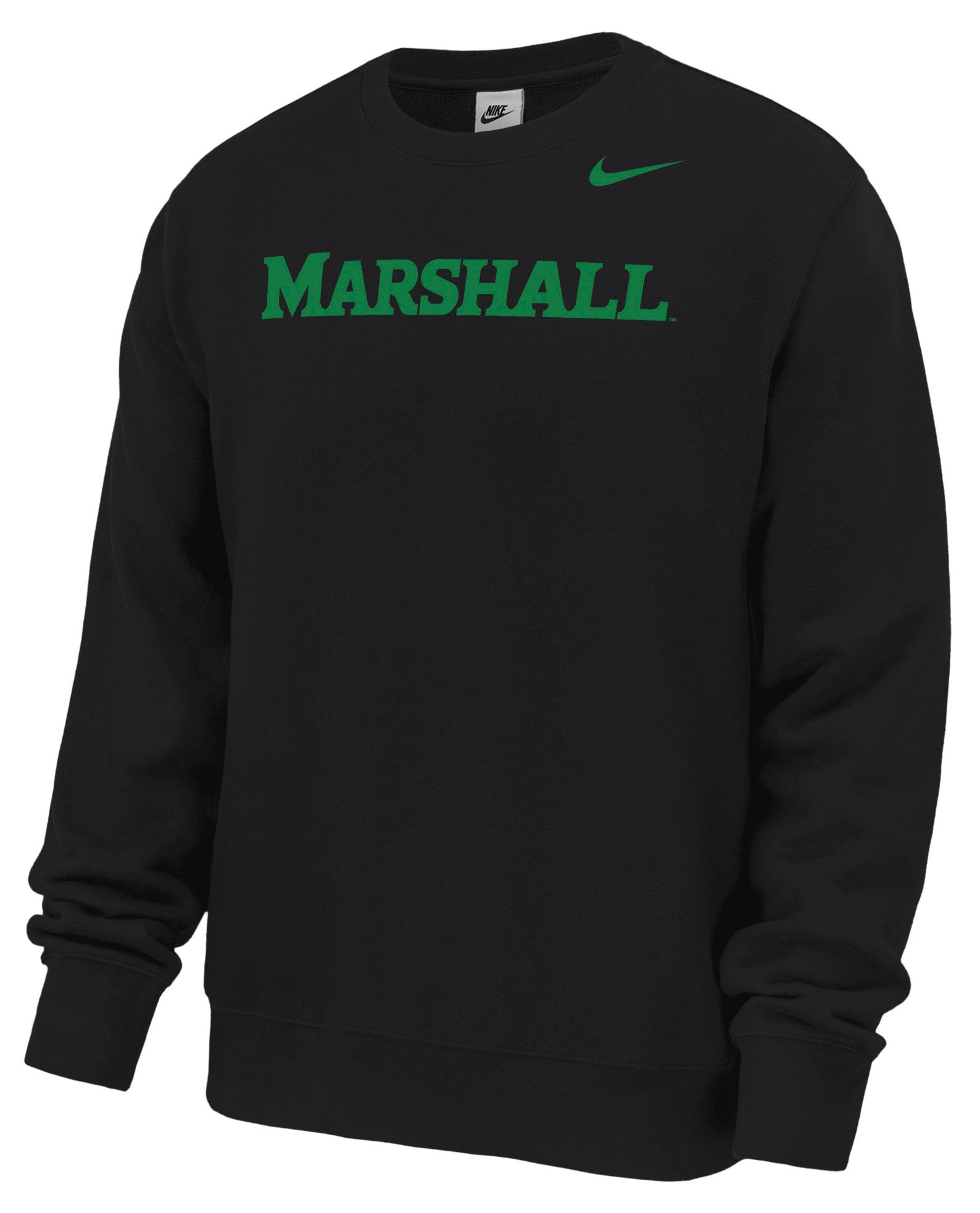 Nike Men's Marshall Thundering Herd Wordmark Colorblock Crewneck Sweatshirt