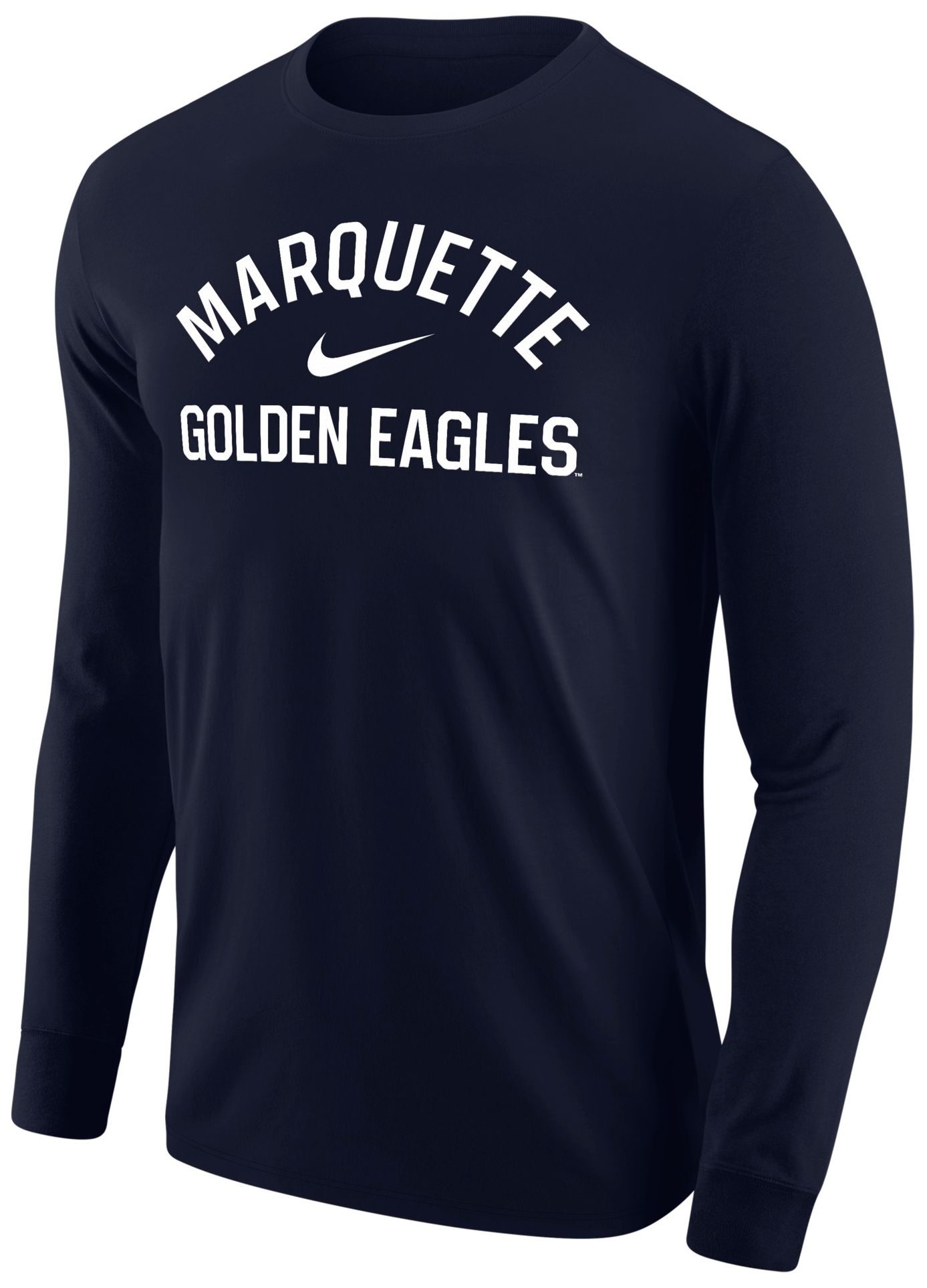 Nike Men's Marquette Golden Eagles Navy Arch Long Sleeve Shirt