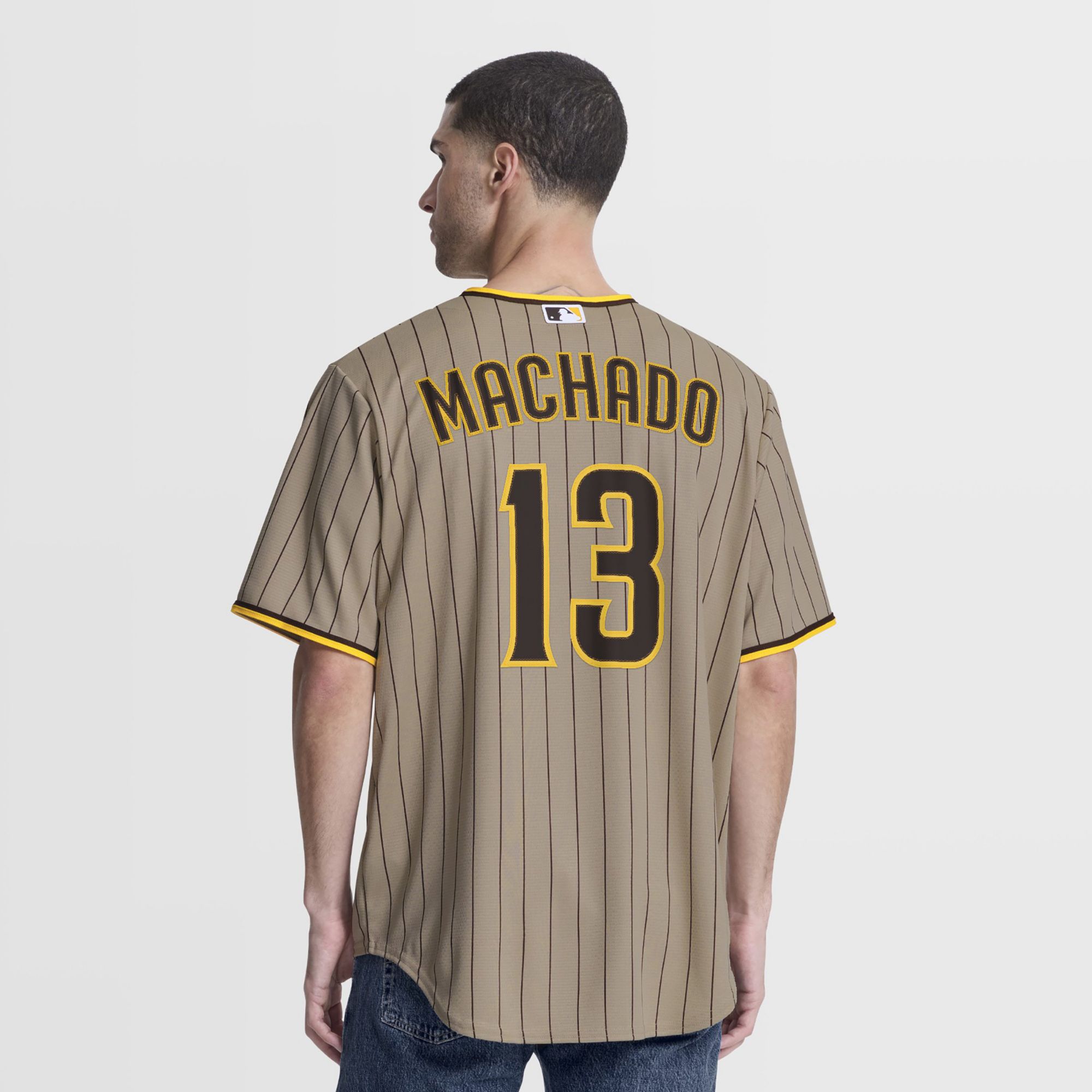 Nike Men's San Diego Padres Khaki Manny Machado #13 Alternate Replica Jersey