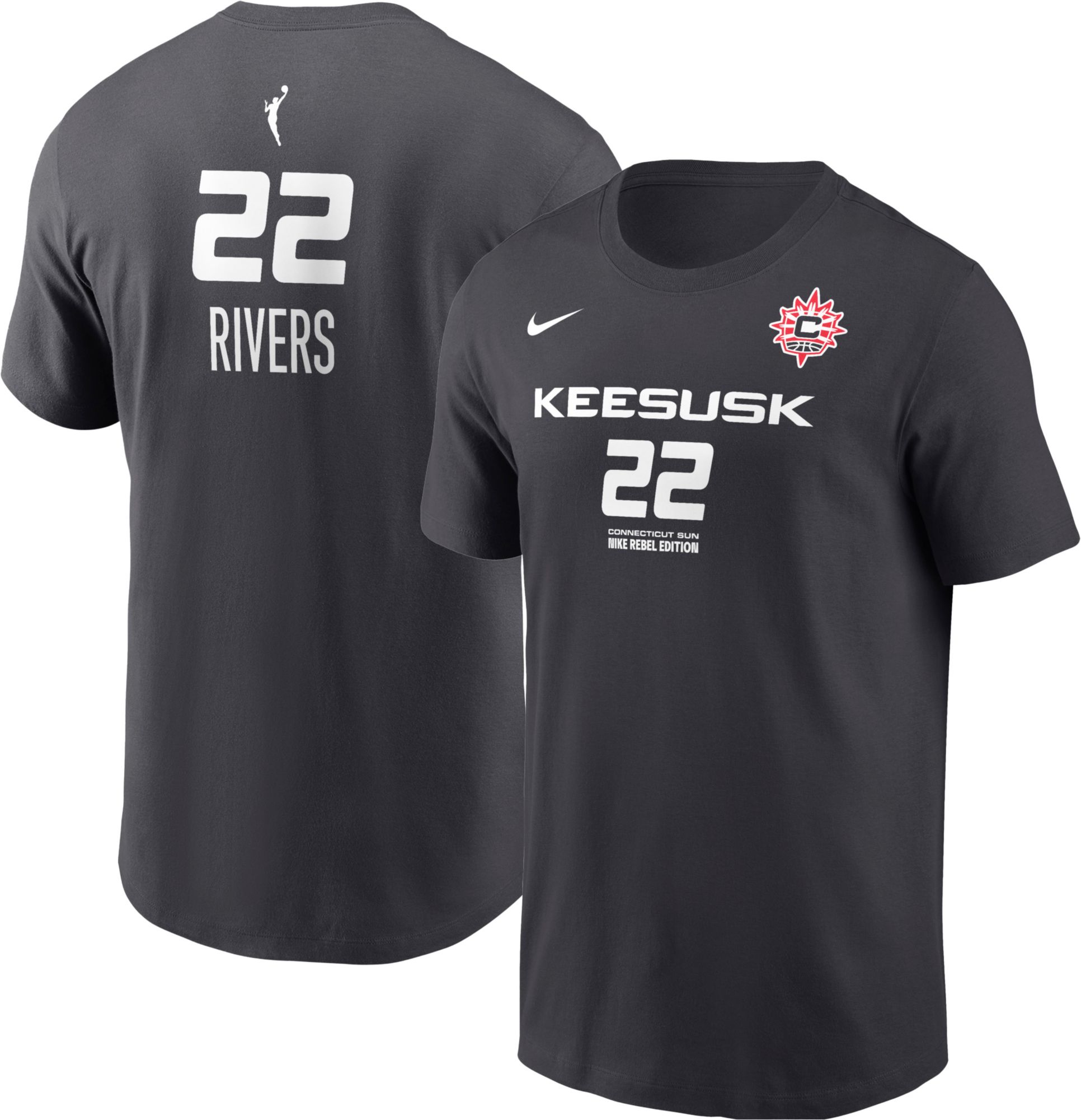 Nike Men's Connecticut Sun Saniya Rivers #22 Gray  Rebel T-Shirt