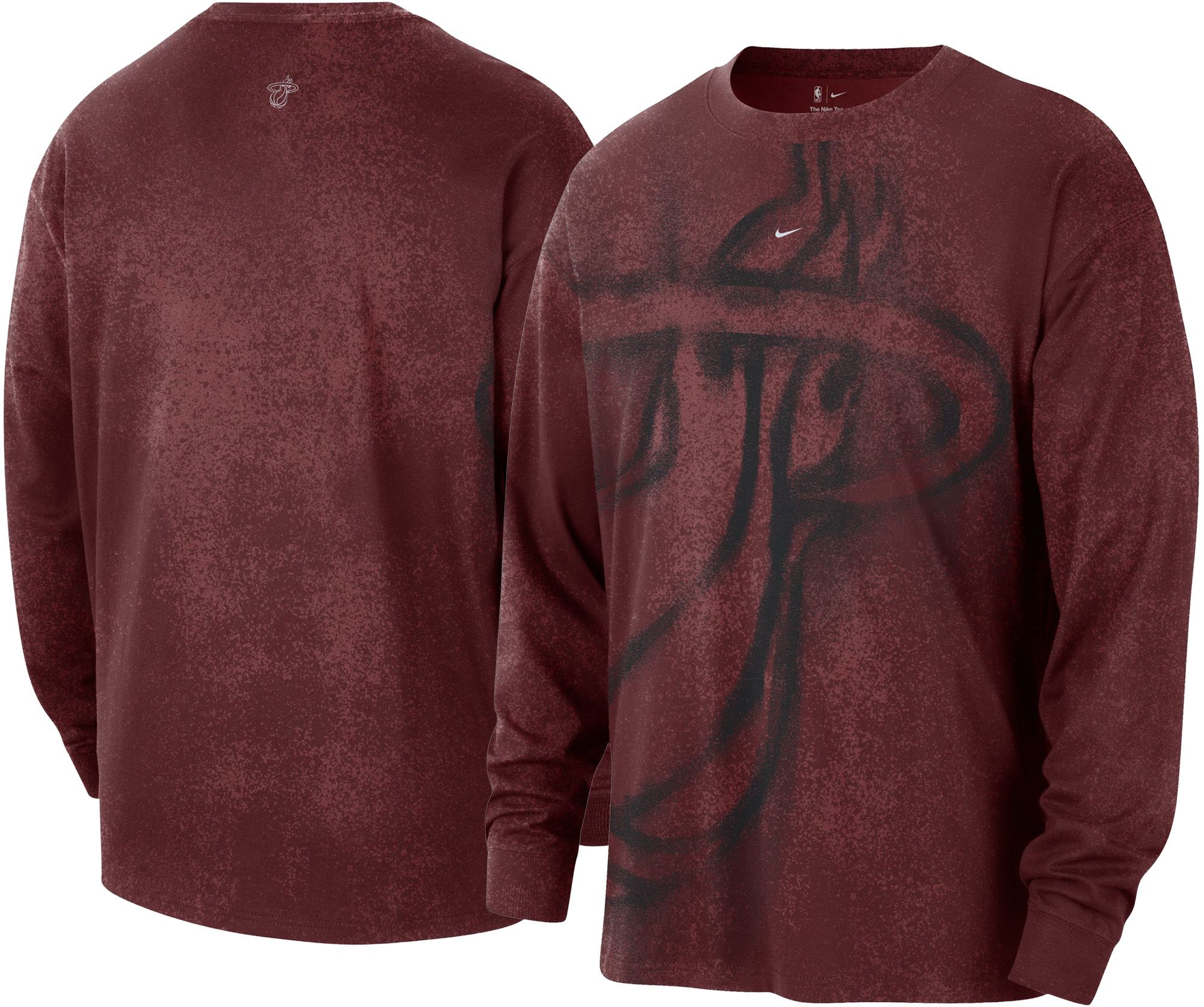 Nike Adult Miami Heat Worn With Obsession Essential Game Theater Anthem Long Sleeve Shirt, Men's, XXL, Red