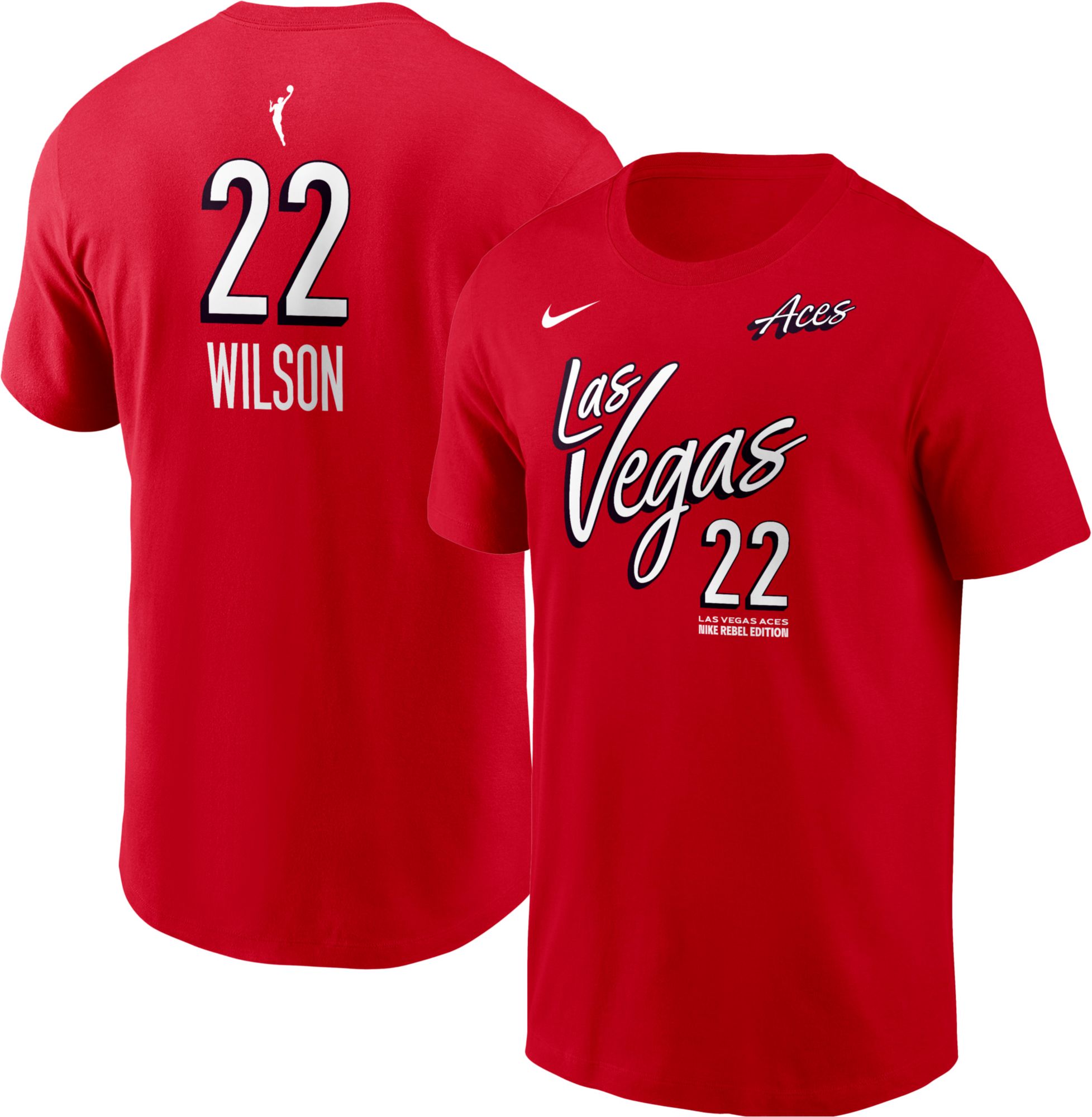 Nike Men's Las Vegas Aces A'ja Wilson #22 Red  Rebel T-Shirt