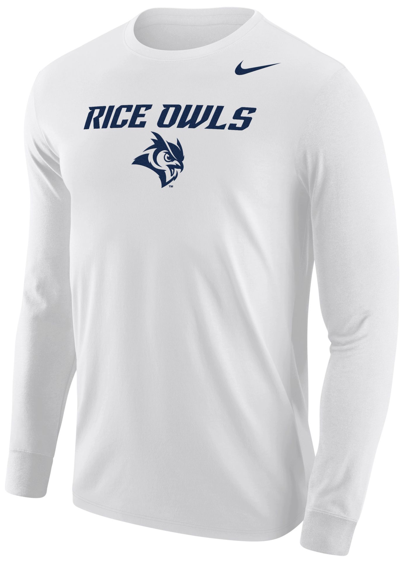 Nike Men's Rice Owls White Core Mascot Long Sleeve Shirt