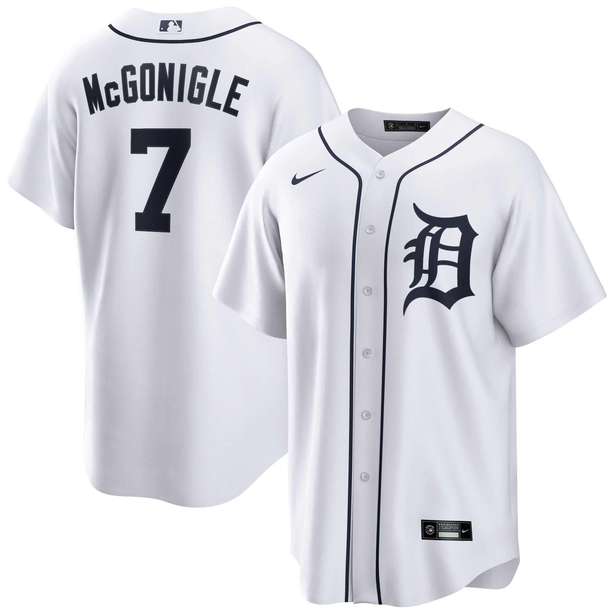 Nike Men's Detroit Tigers White Kevin McGonigle #7 Home Replica Jersey