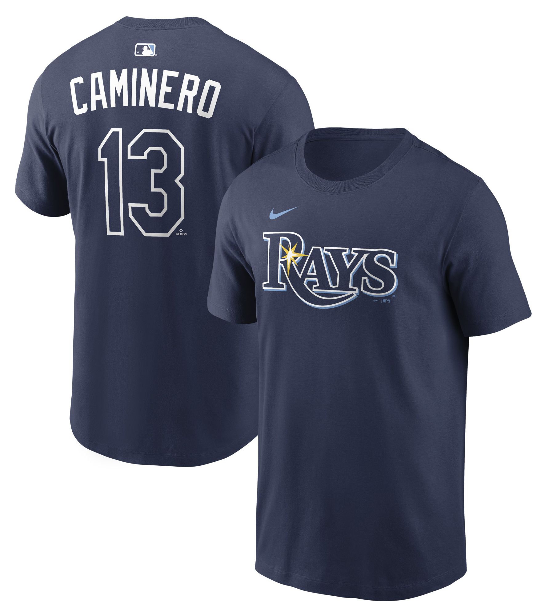 Nike Men's Tampa Bay Rays Navy Junior Caminero #13 Home T-Shirt
