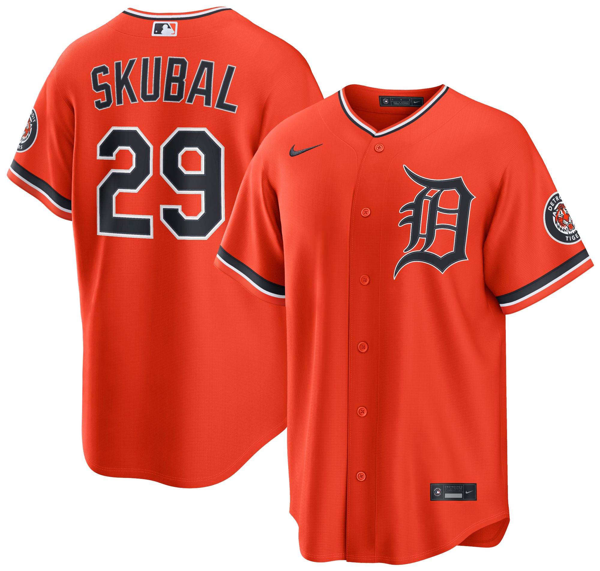 Nike Men's Detroit Tigers Orange Tarik Skubal #29 Alternate Stadium Jersey