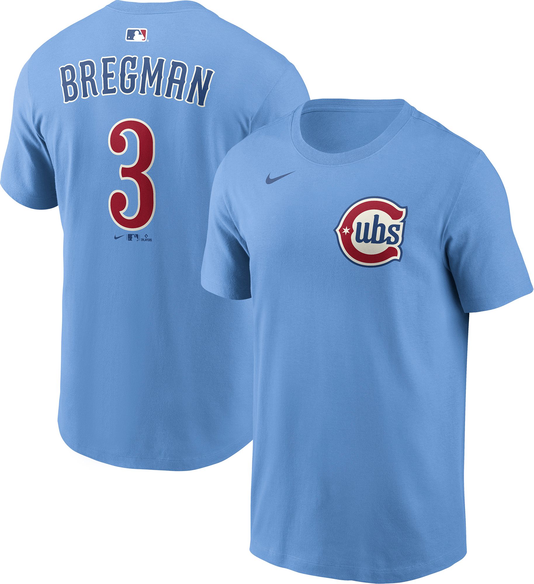 Nike Men's Chicago Cubs Alex Bregman #3 Light Blue Alternate T-Shirt