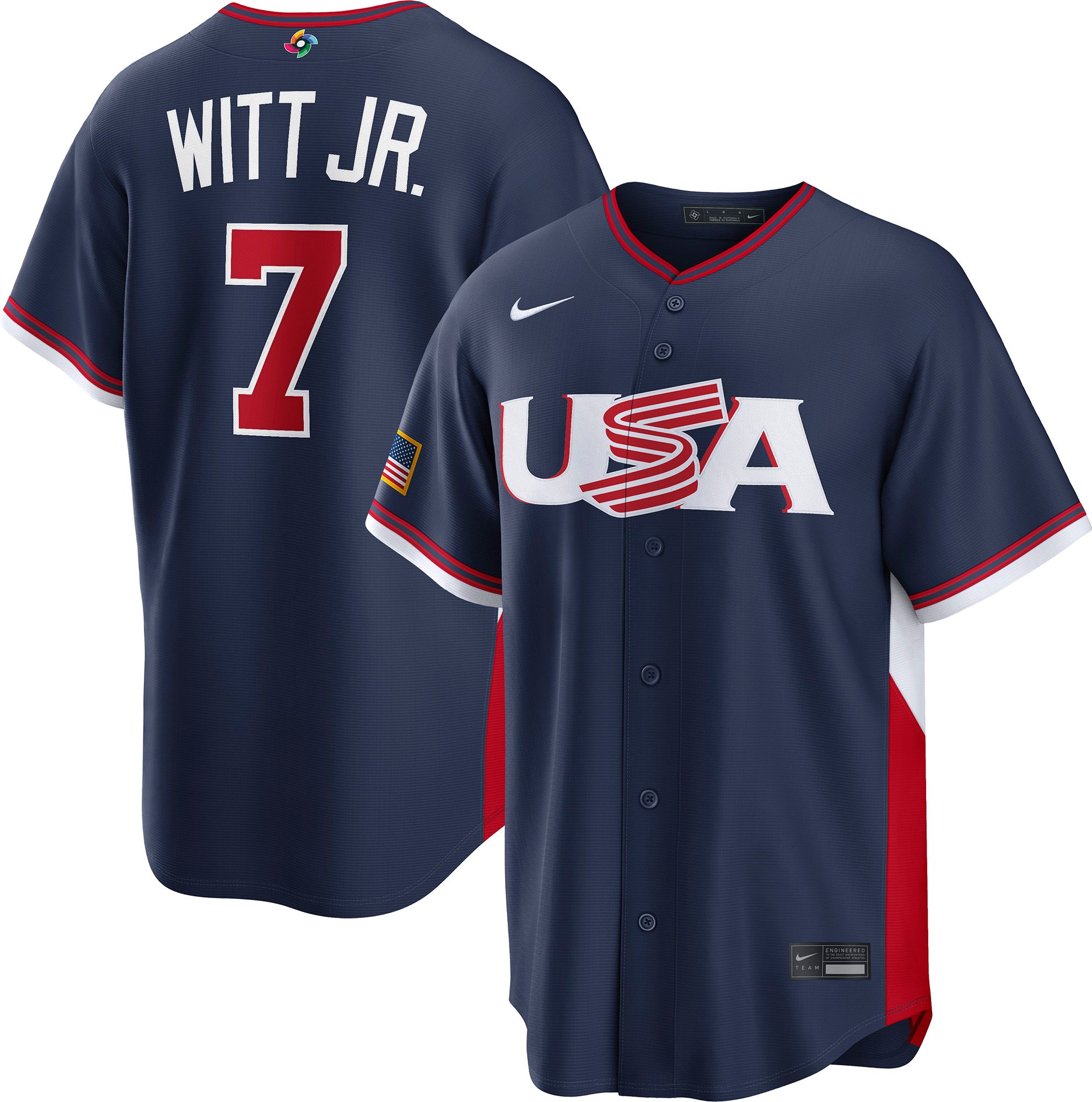 Nike Men's World Baseball Classic 2026 USA Navy Bobby Witt Jr. #7 Stadium Road Jersey