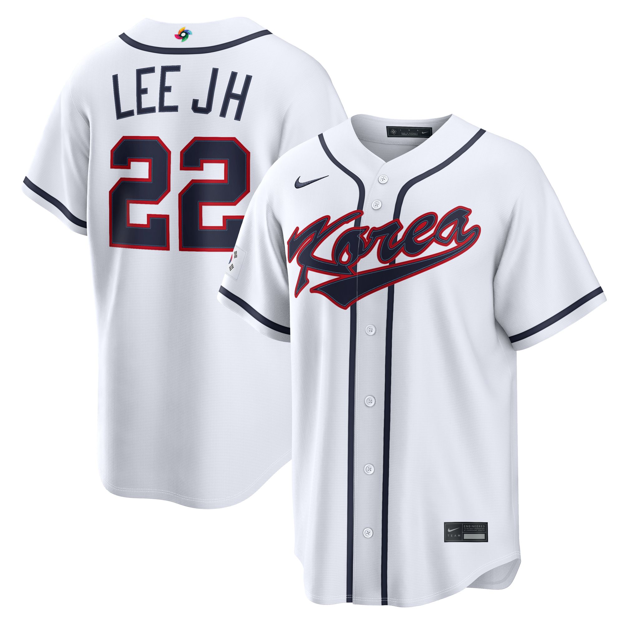 Nike Men's World Baseball Classic 2026 Korea White Jung Hoo #22 Stadium Home Jersey