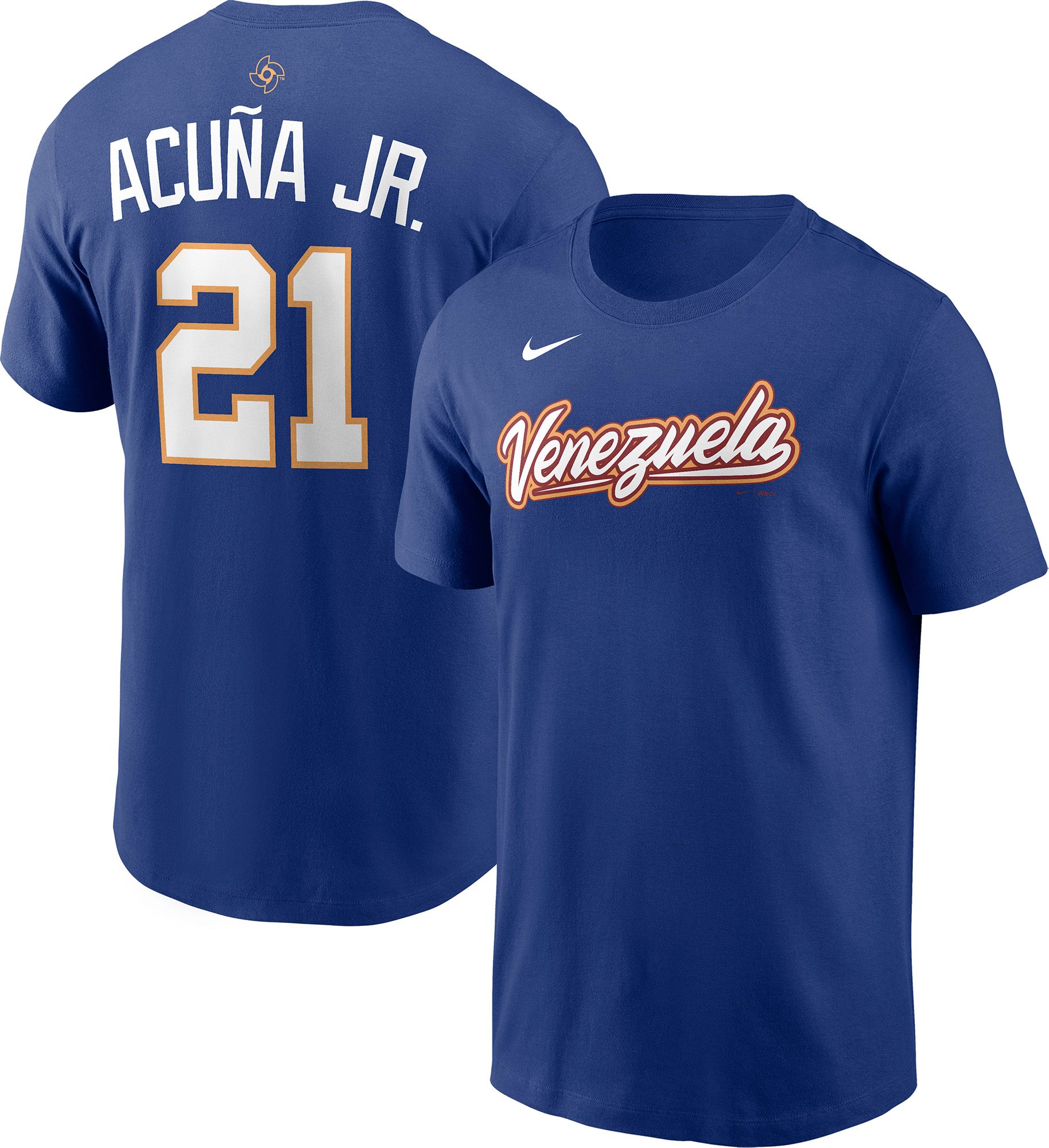 Nike Men's World Baseball Classic 2026 Venezuela Blue Ronald Acuña Jr. #21 T-Shirt