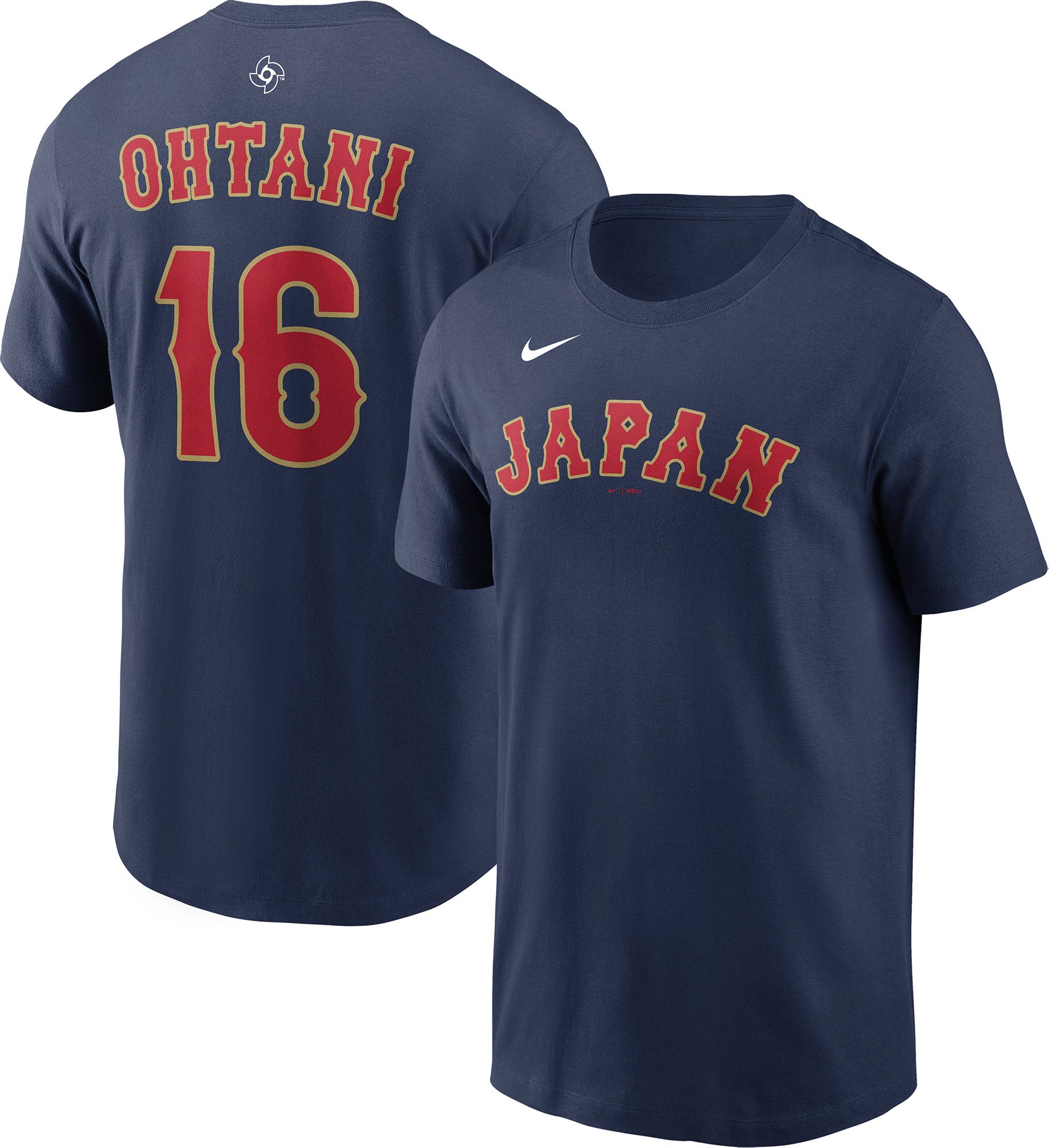 Nike Men's World Baseball Classic 2026 Japan Navy Shohei Ohtani #16 Name and Number T-Shirt
