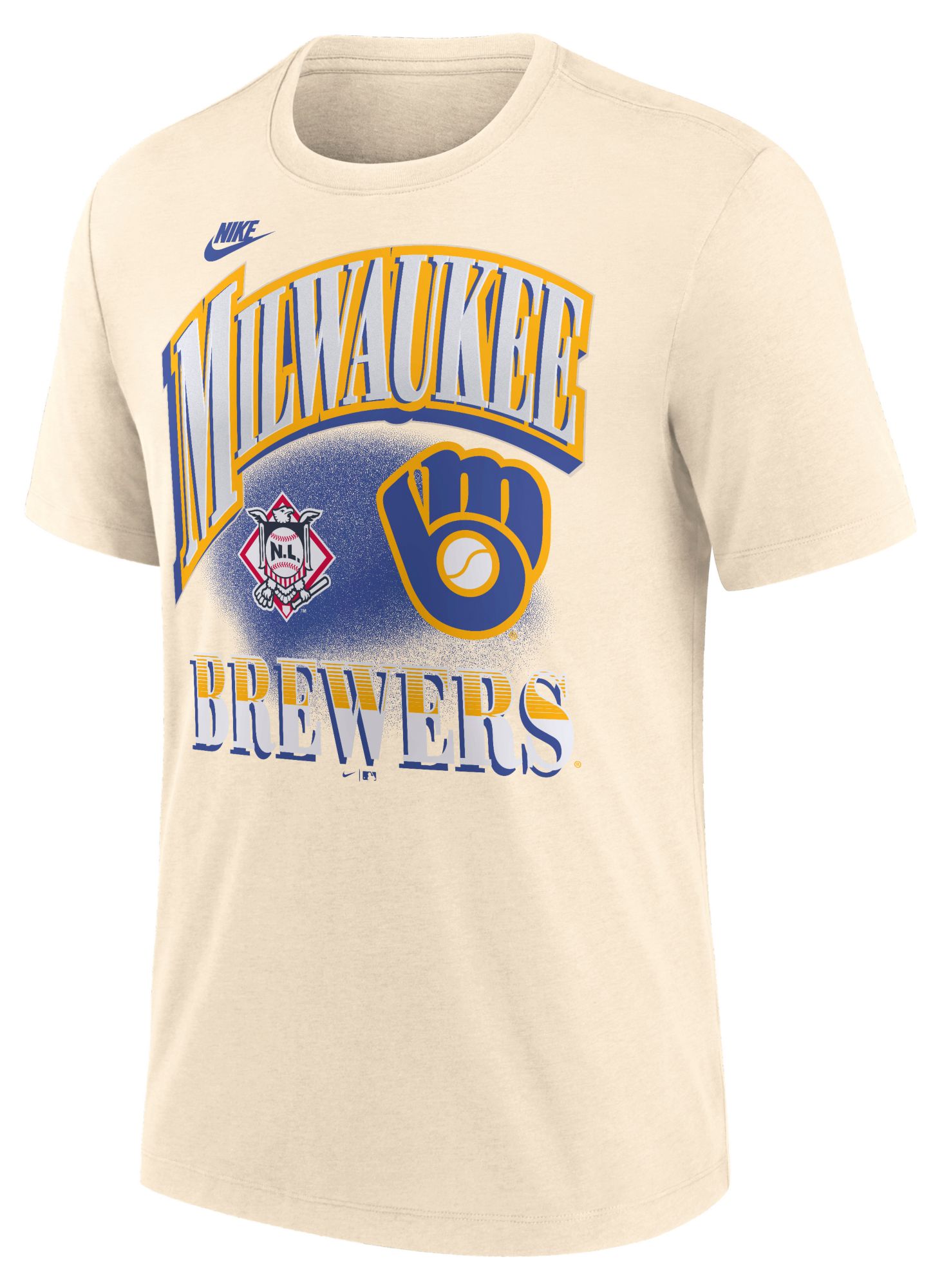 Nike Men's Milwaukee Brewers Tan Cooperstown Vintage T-Shirt