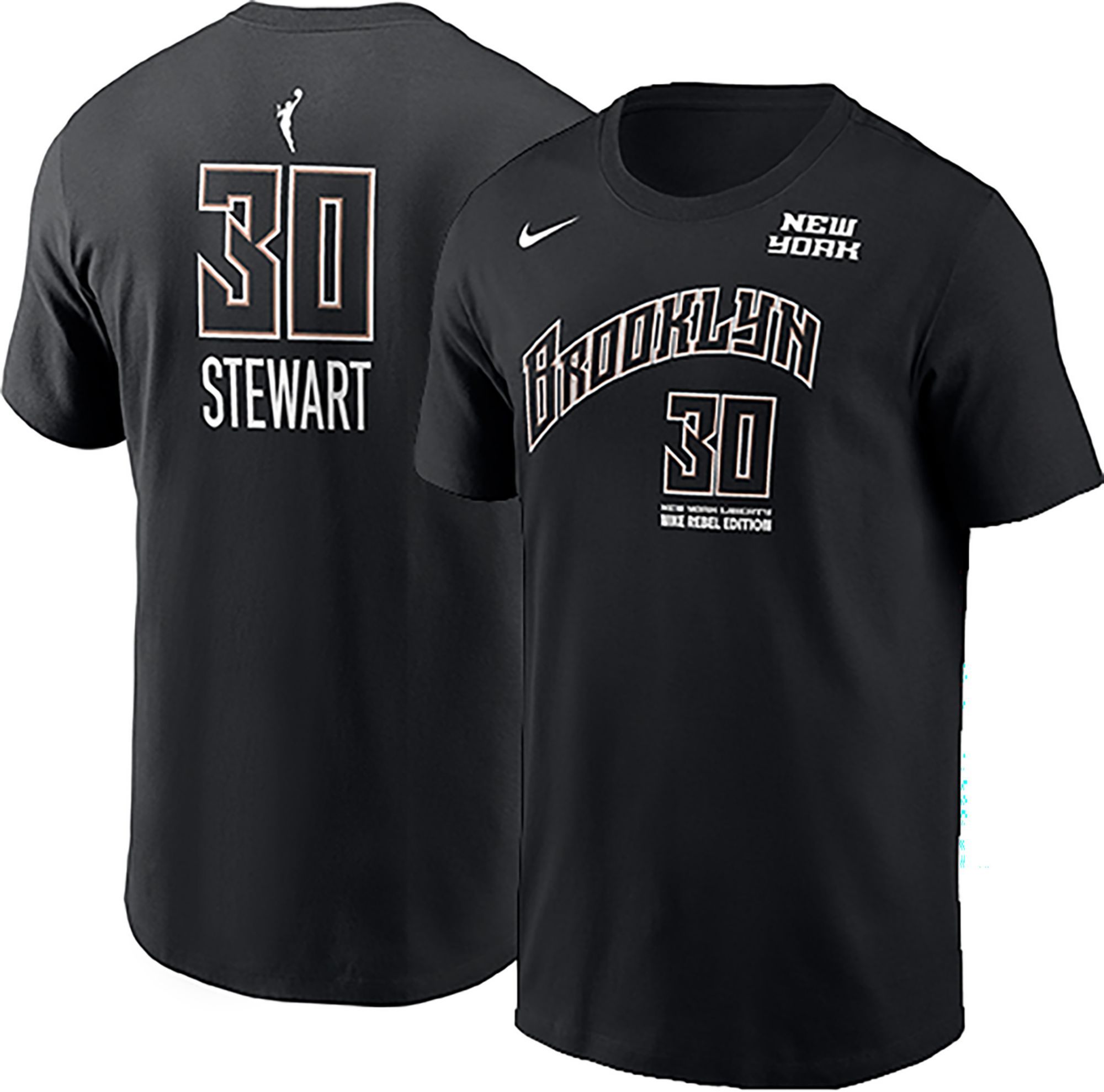 Nike Men's New York Liberty Breanna Stewart #30 Black  Rebel T-Shirt