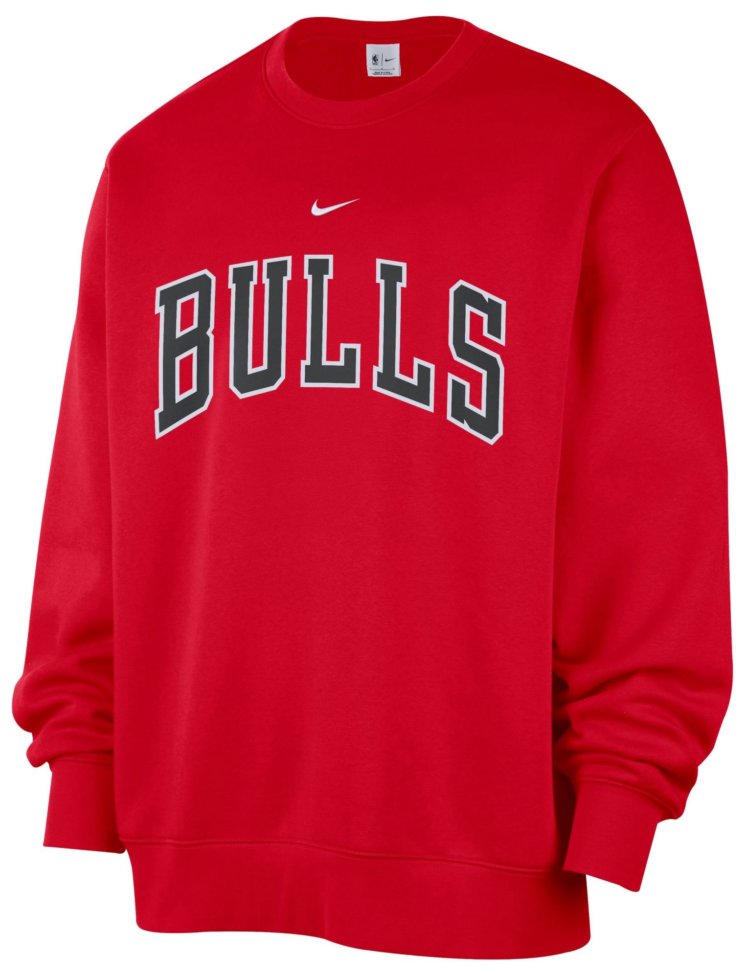 Nike Men's Chicago Bulls Red Wordmark Club Crewneck Sweatshirt, Medium