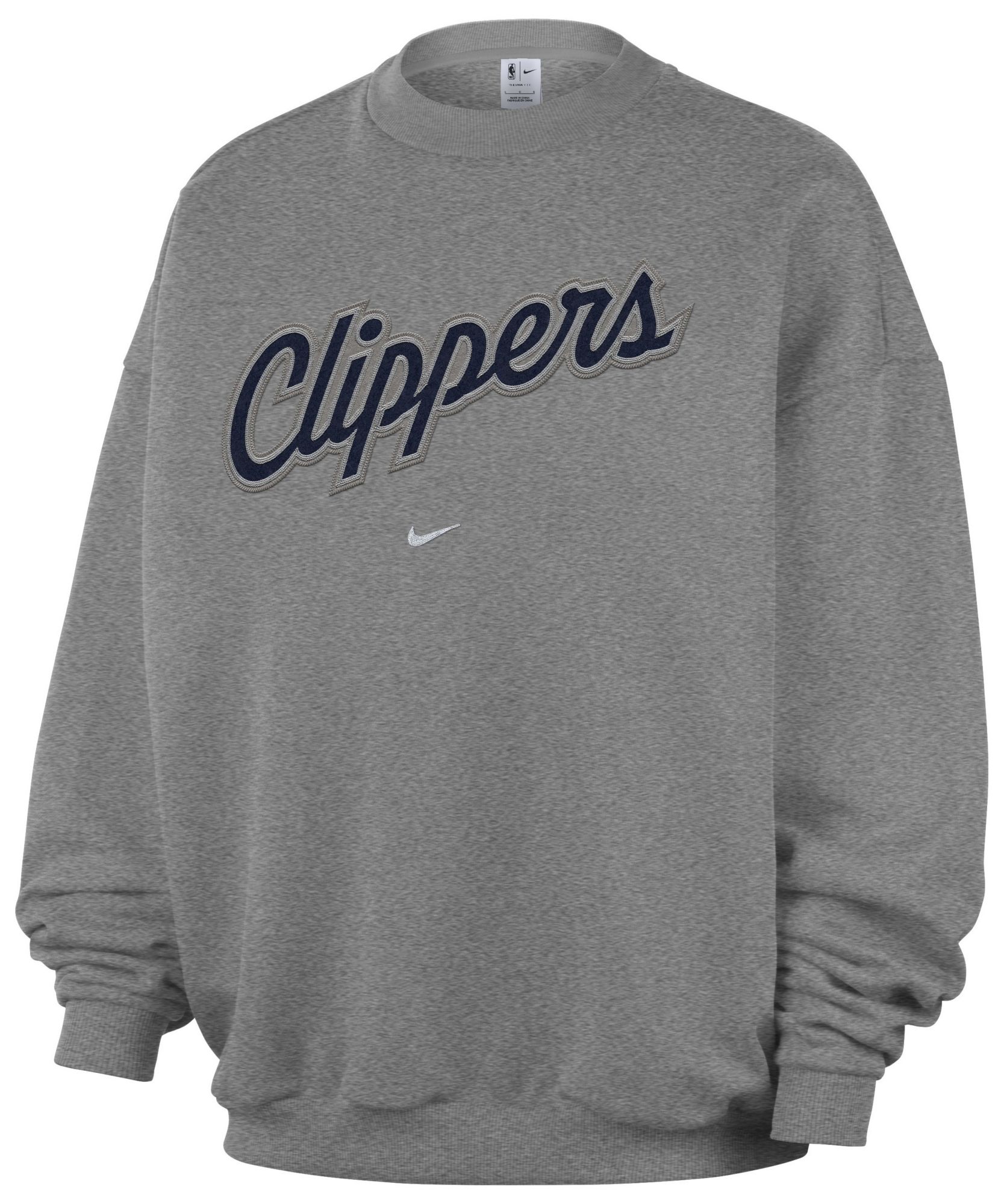 Nike Adult Los Angeles Clippers Worn With Obsession Standard Issue Wordmark Grey Crew Sweatshirt
