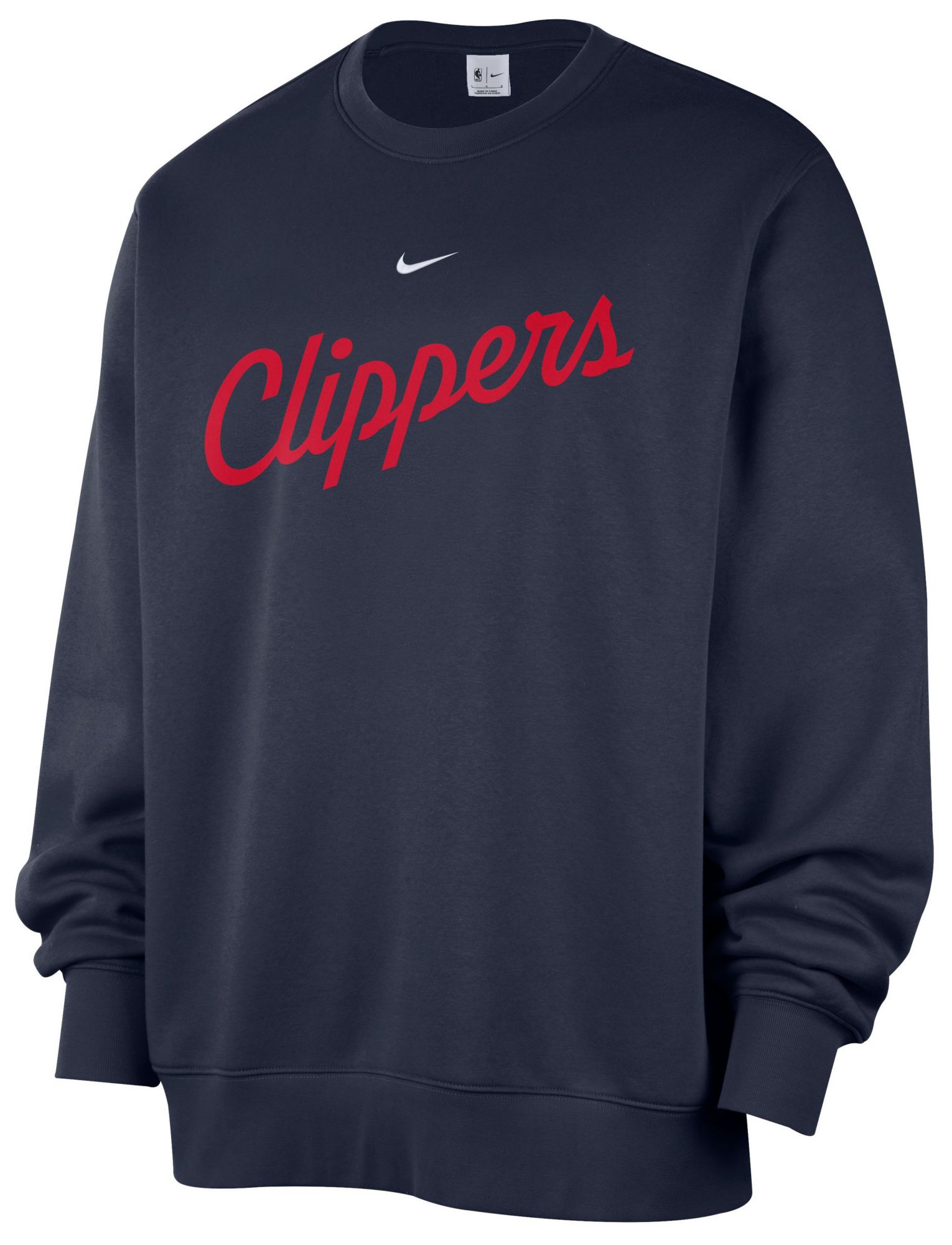 Nike Men's Los Angeles Clippers Navy Wordmark Club Crewneck Sweatshirt