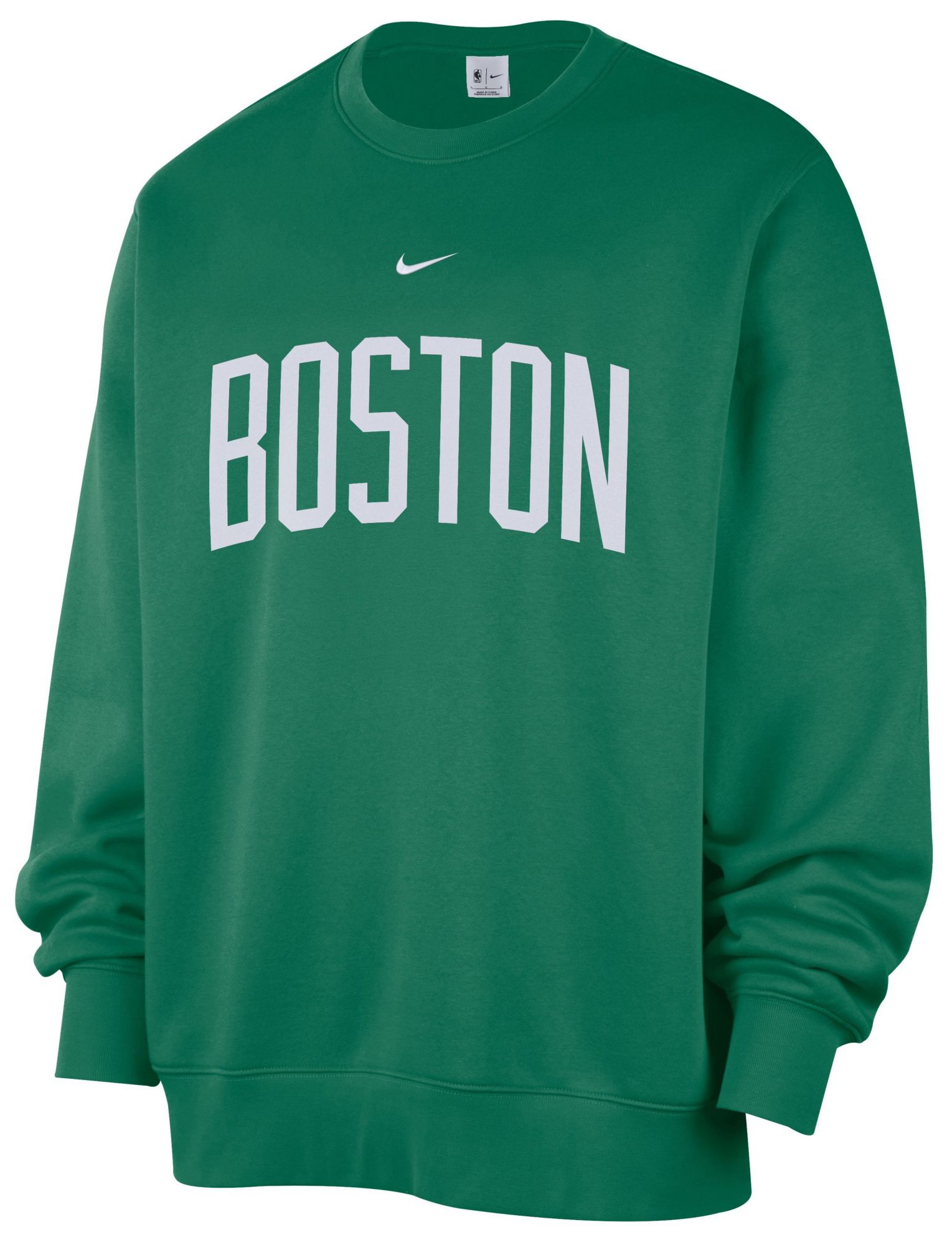 Nike Men's Boston Celtics Green Wordmark Club Crewneck Sweatshirt, XXL
