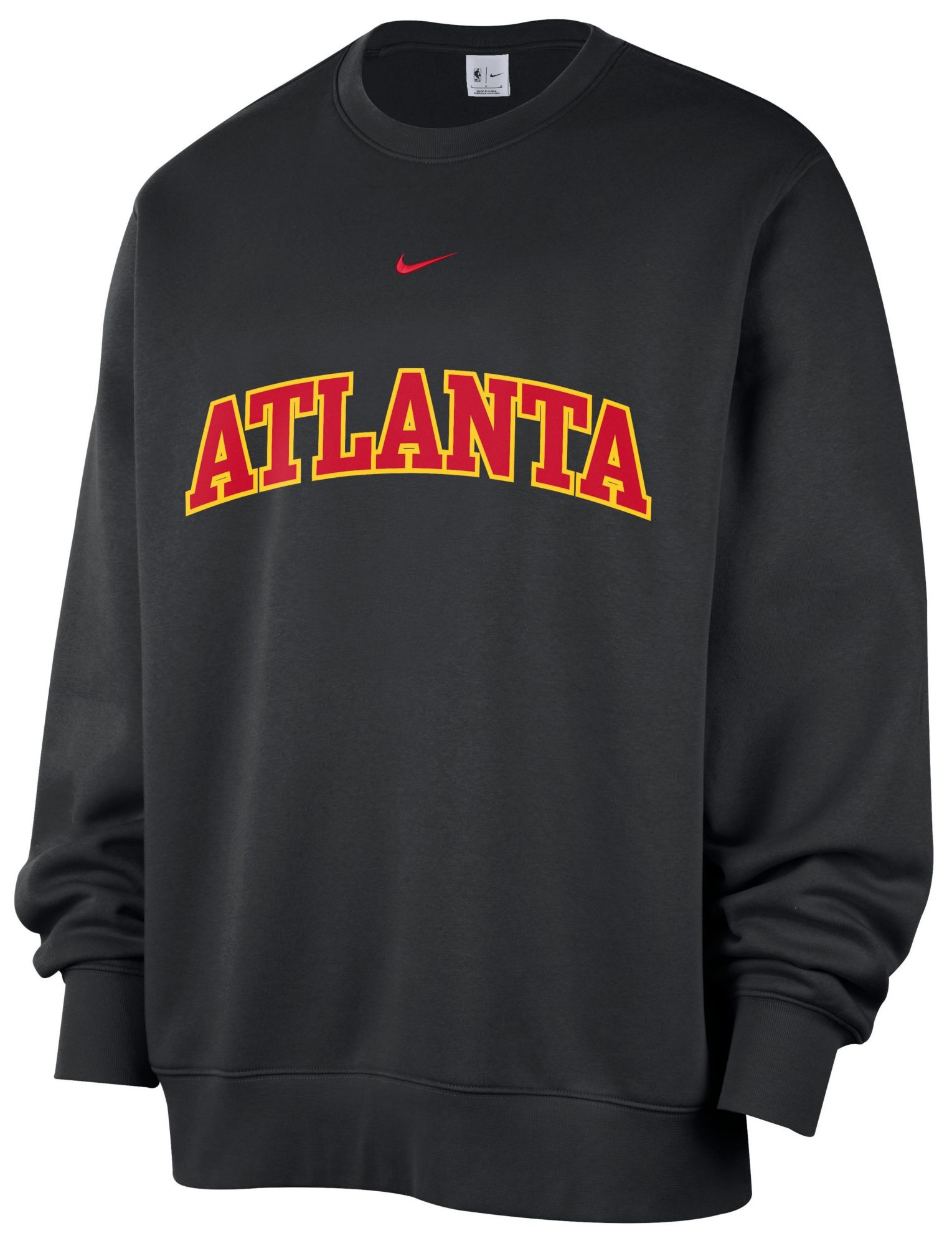 Nike Men's Atlanta Hawks Black Wordmark Club Crewneck Sweatshirt