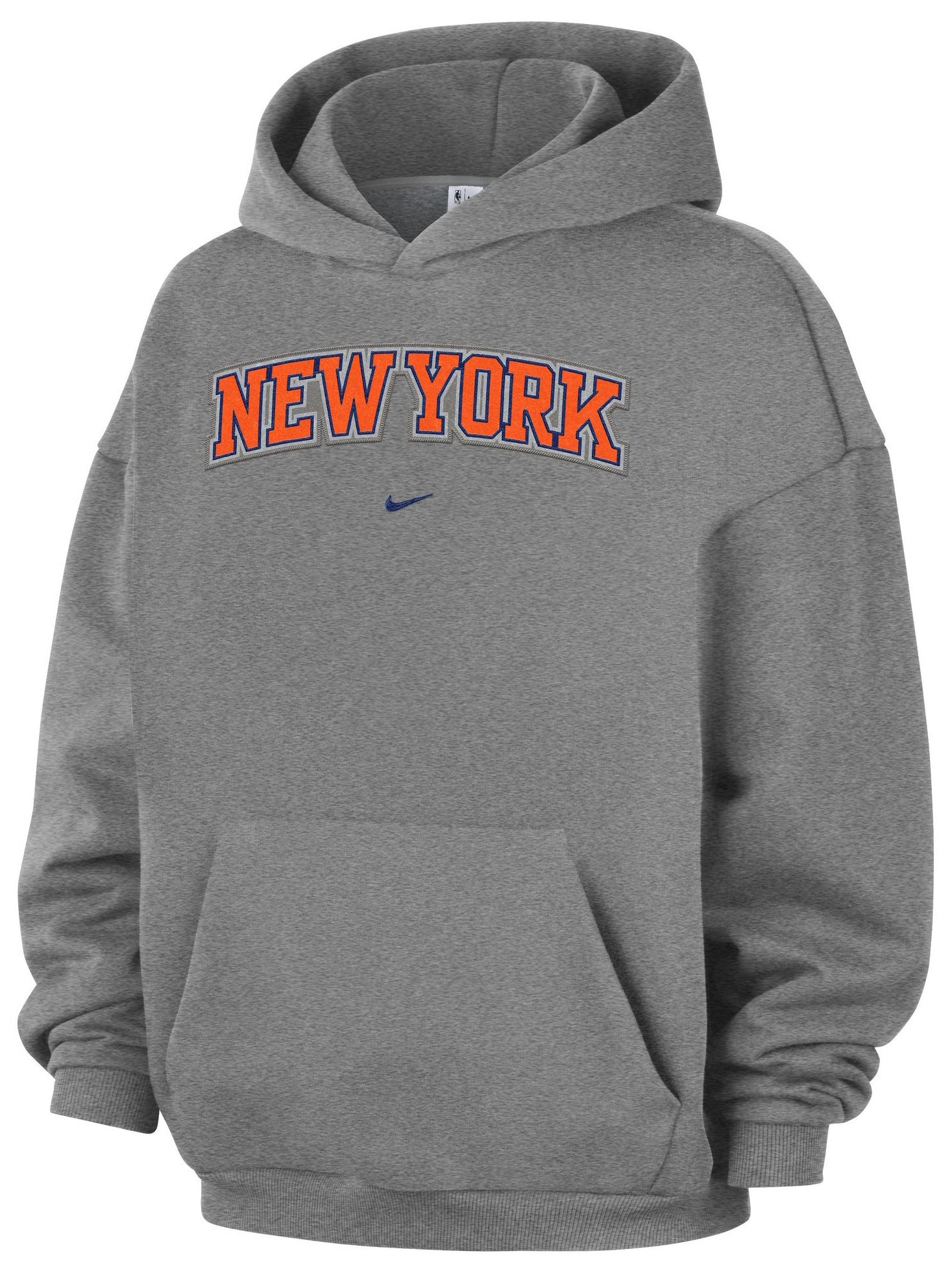 Nike Adult New York Knicks Worn With Obsession Standard Issue Wordmark Hoodie, Men's, Medium, Gray