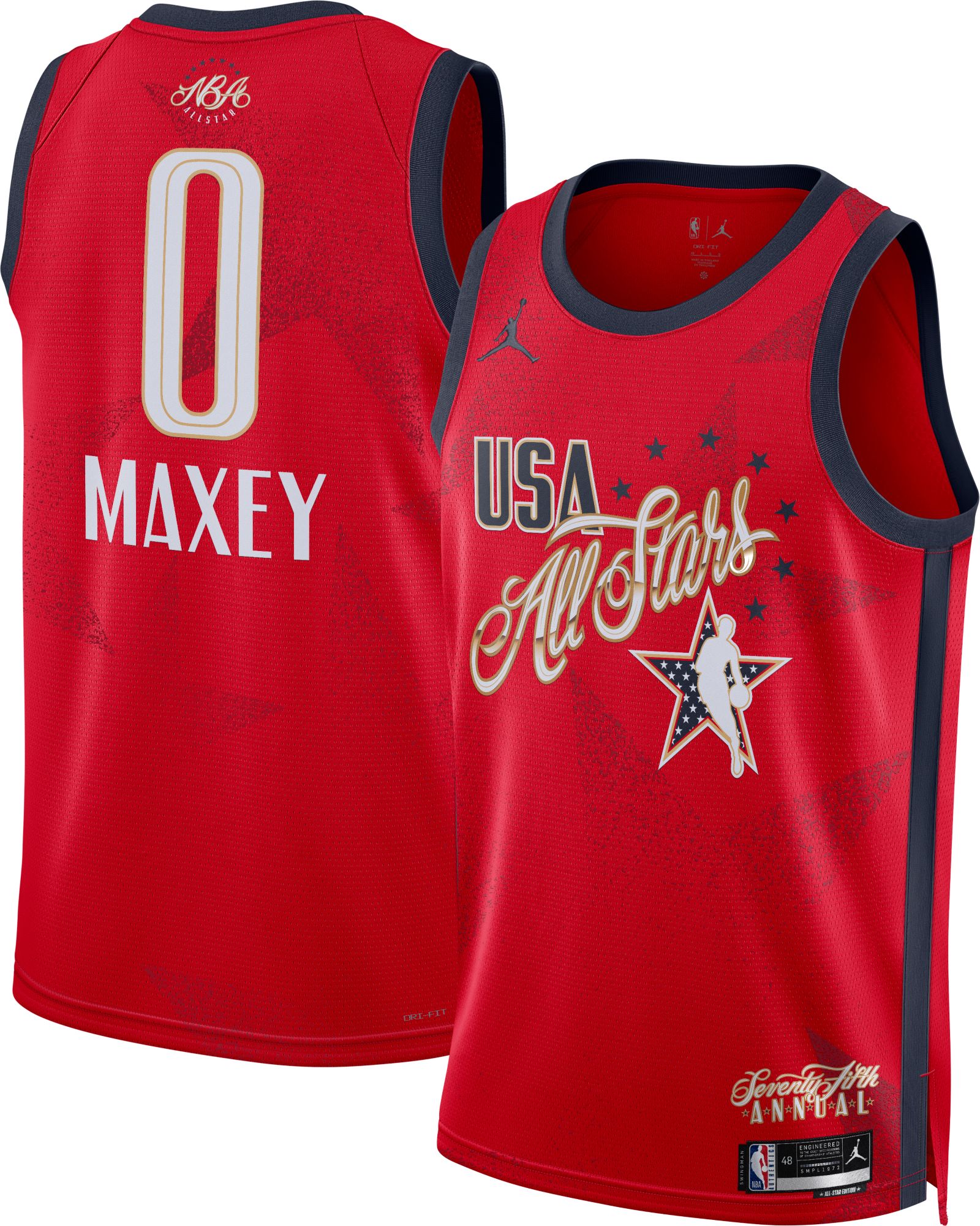 Jordan Adult 2025-26 NBA All-Star Game Tyrese Maxey #0 Red Swingman Jersey