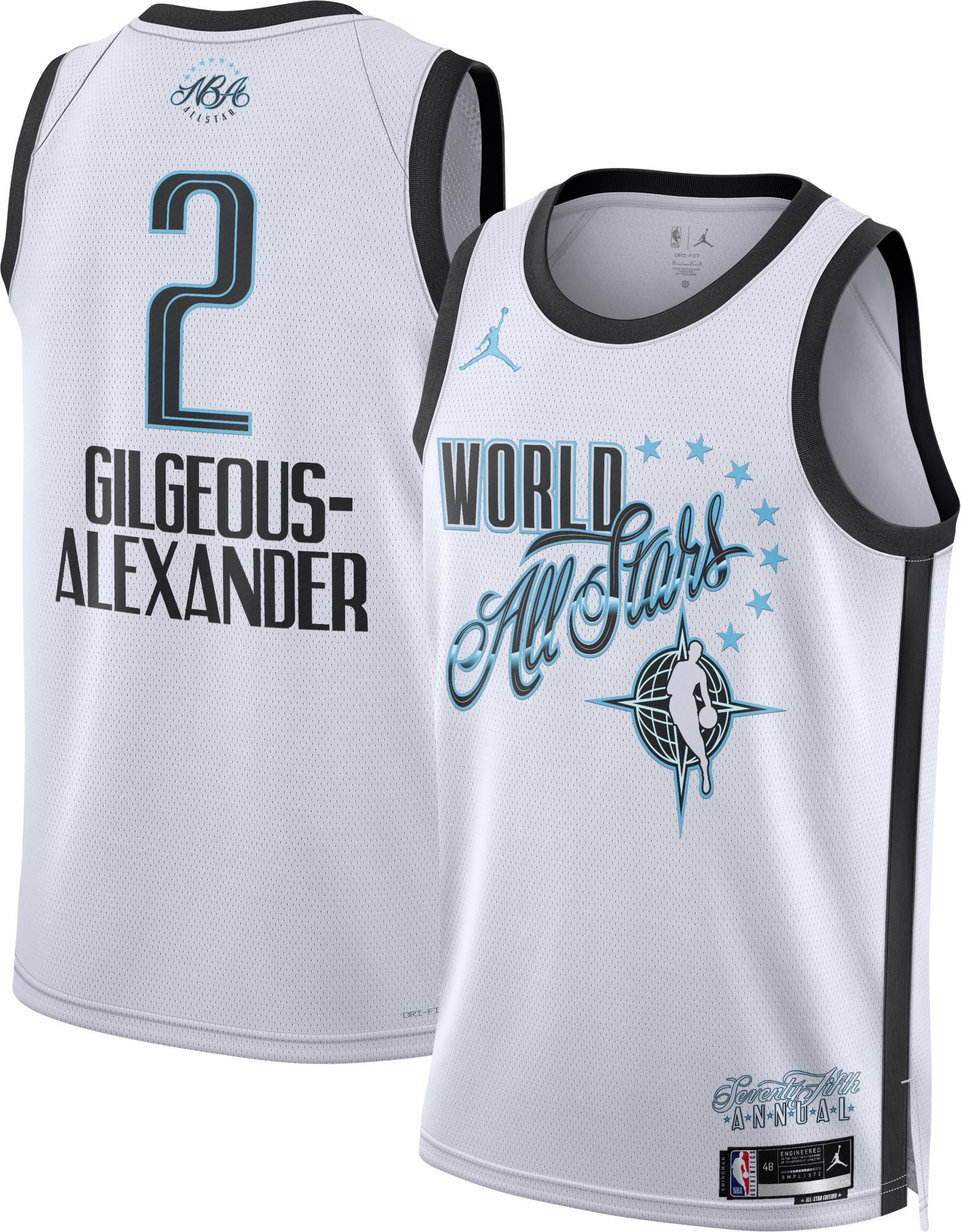 Jordan Adult 2025-26 NBA All-Star Game Shai Gilgeous-Alexander #2 White Swingman Jersey