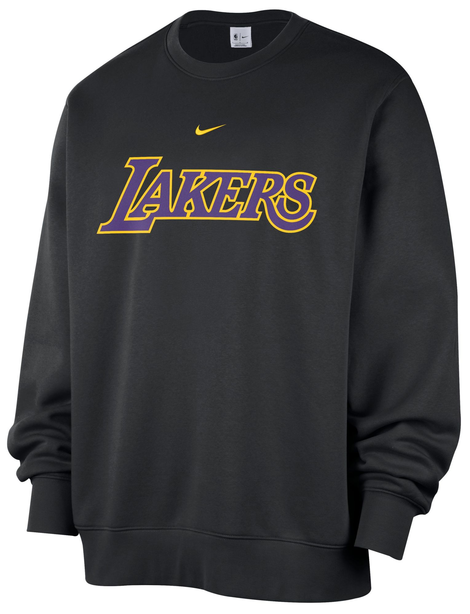 Nike Men's Los Angeles Lakers Black Wordmark Club Crewneck Sweatshirt