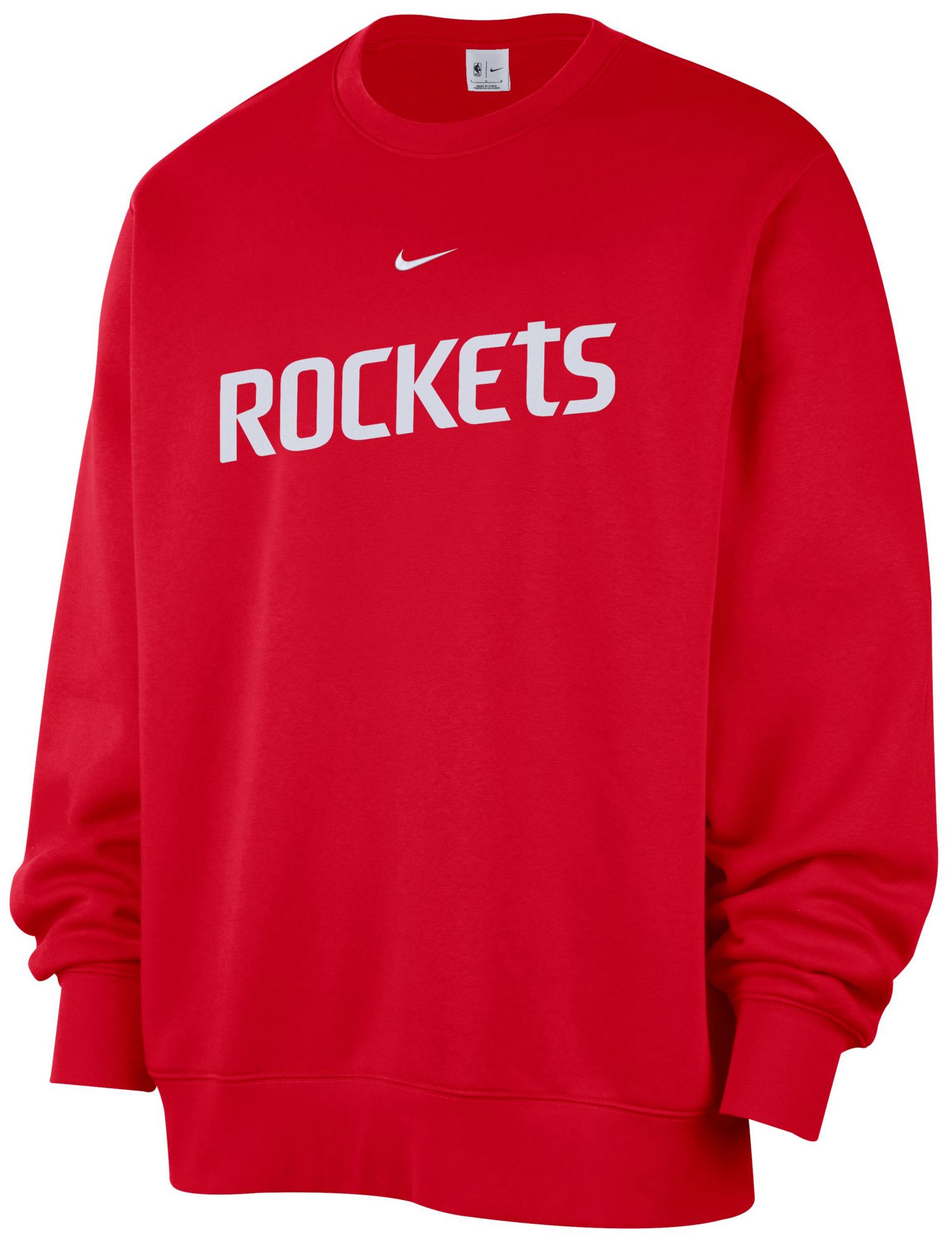 Nike Men's Houston Rockets Red Wordmark Club Crewneck Sweatshirt