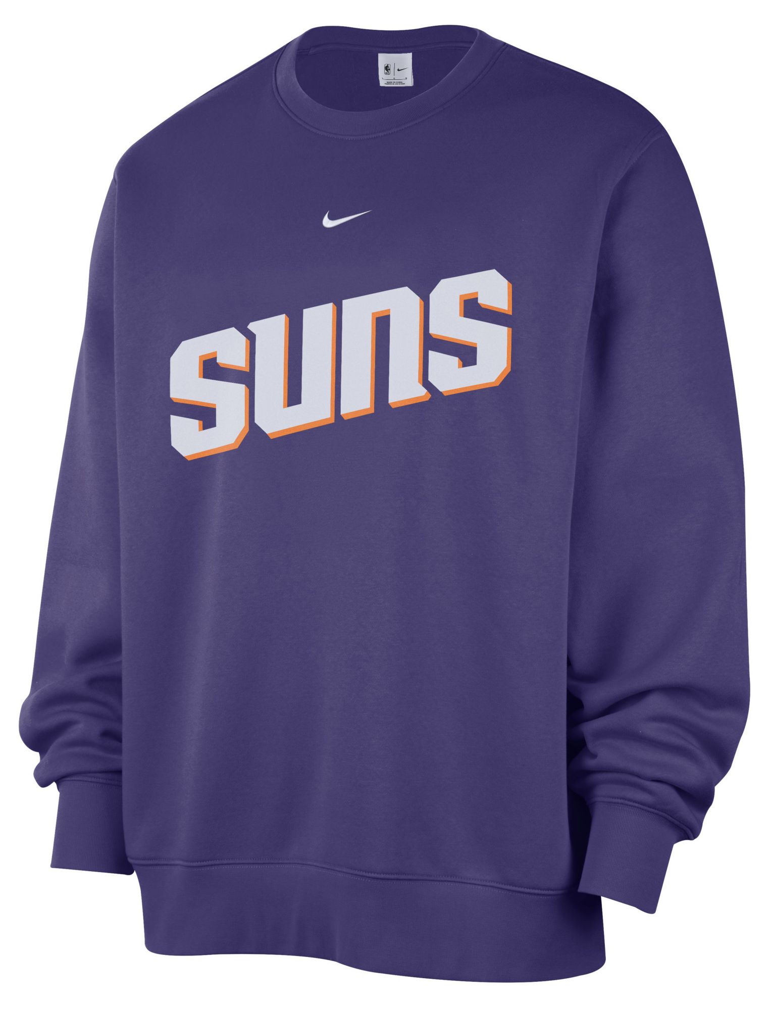 Nike Men's Phoenix Suns Purple Wordmark Club Crewneck Sweatshirt