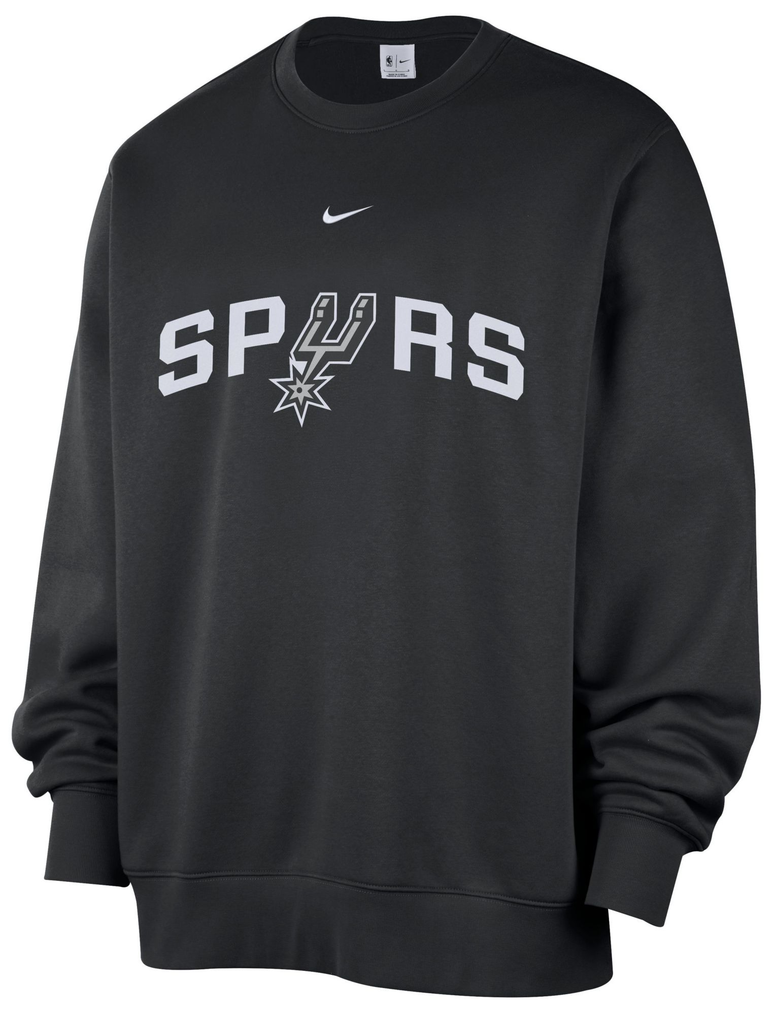 Nike Men's San Antonio Spurs Black Wordmark Club Crewneck Sweatshirt