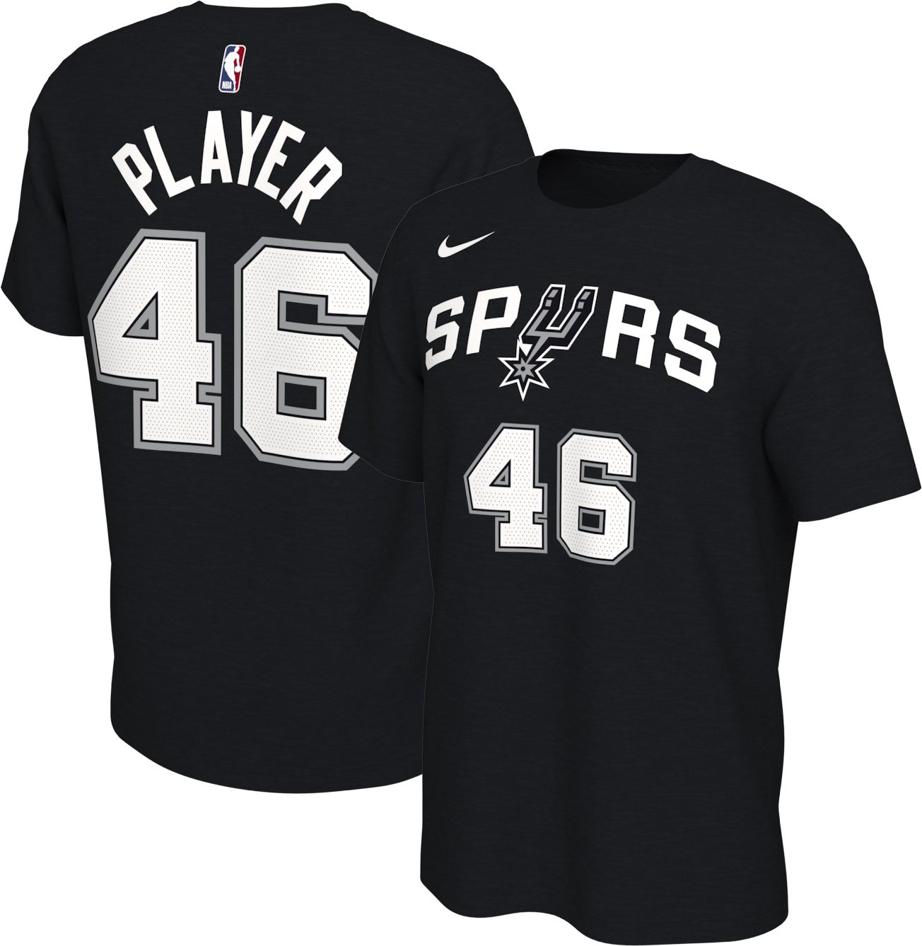 Nike Men's San Antonio Spurs Stephon Castle #5 Black Icon T-Shirt