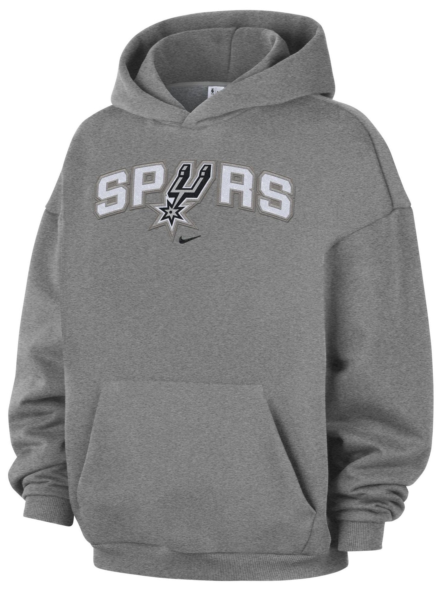 Nike Adult San Antonio Spurs Worn With Obsession Standard Issue Wordmark Hoodie, Men's, Medium, Gray