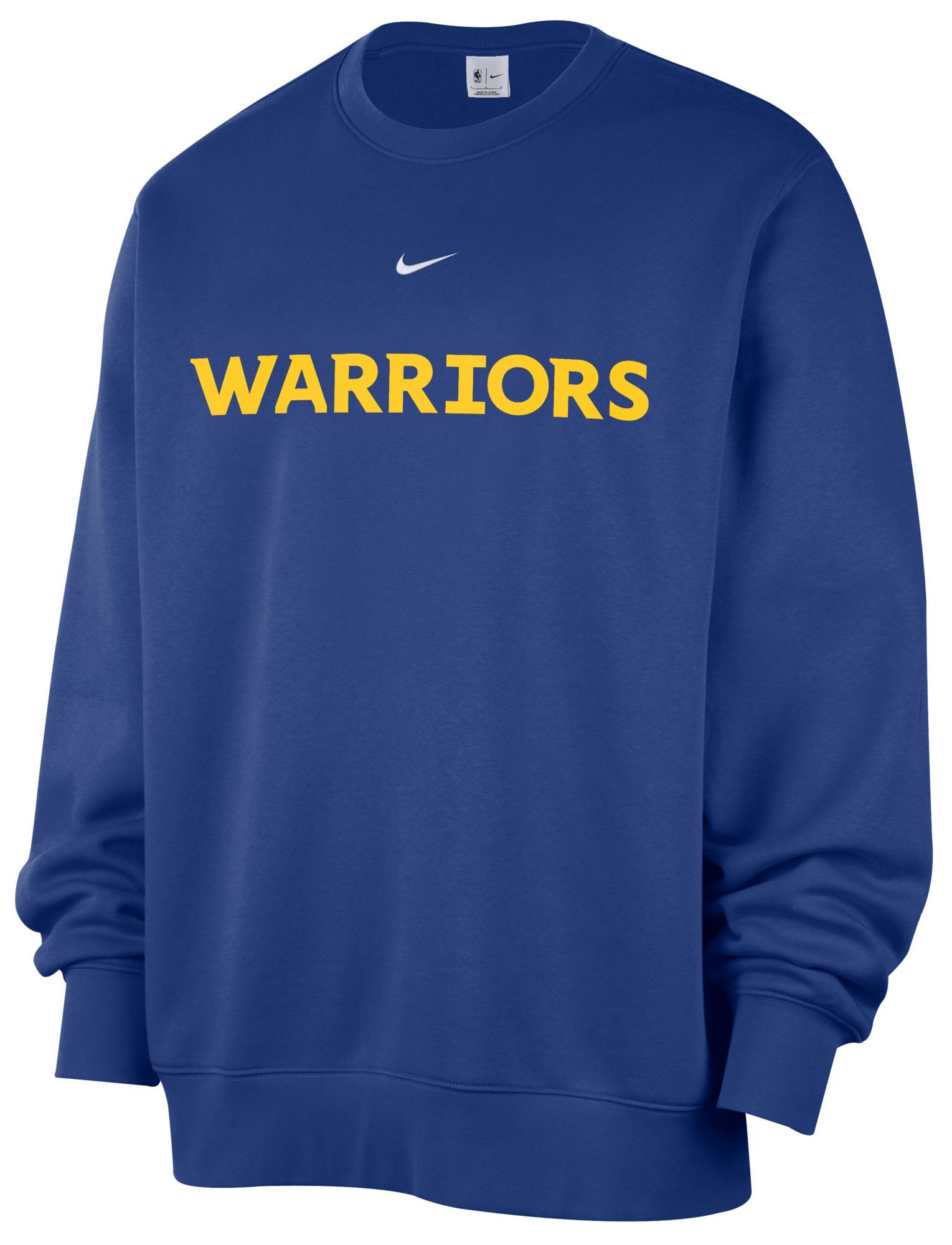 Nike Men's Golden State Warriors Blue Wordmark Club Crewneck Sweatshirt