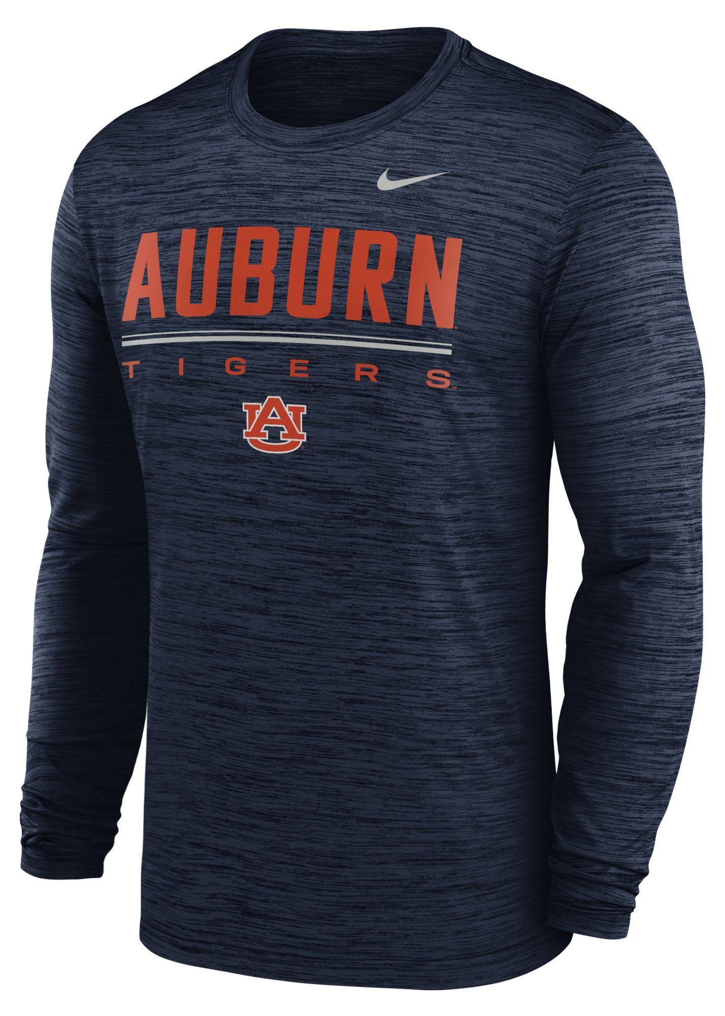Nike Men's Auburn Tigers College Navy Dri-FIT Velocity Long Sleeve Shirt