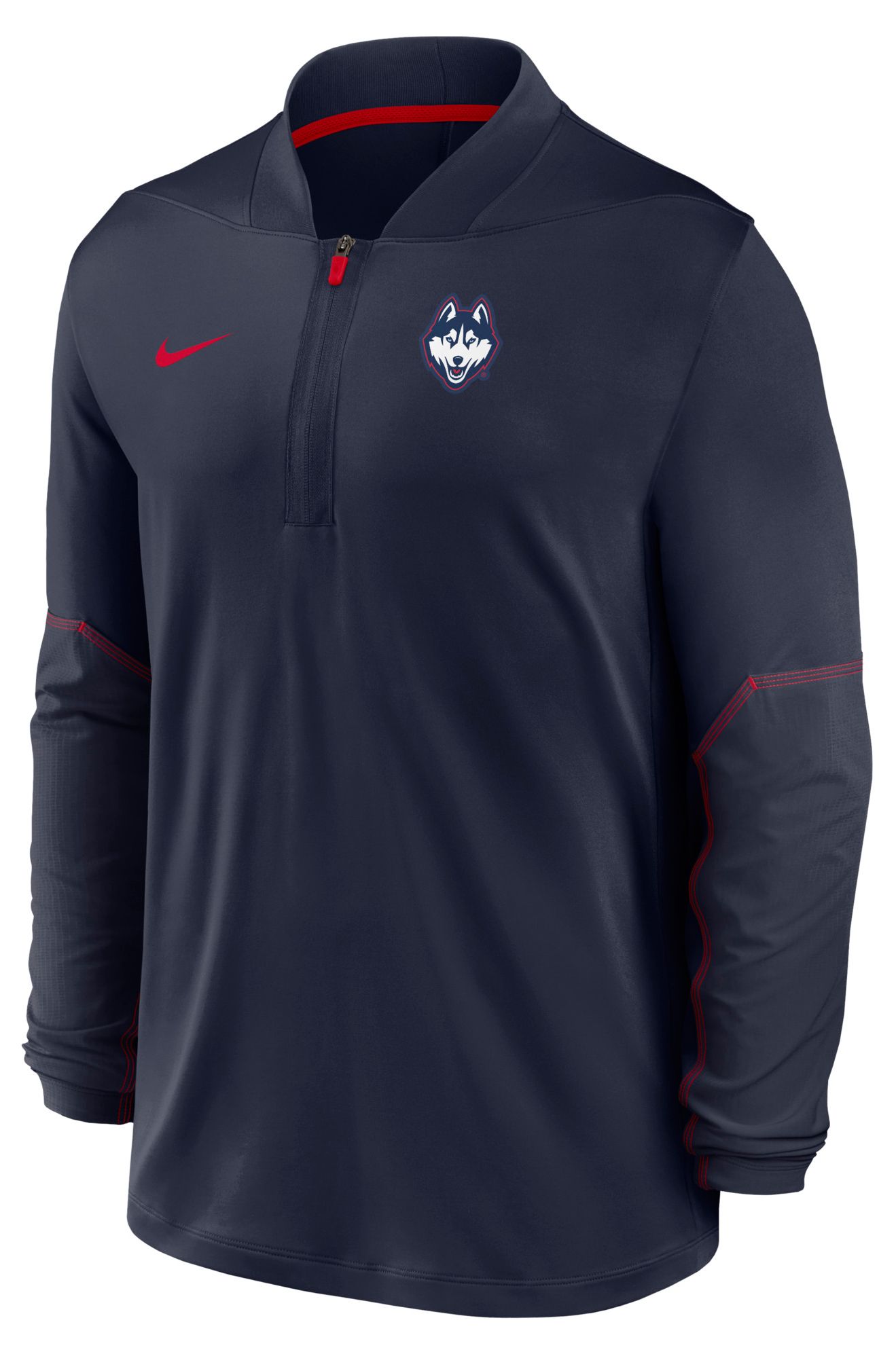 Nike Men's UConn Huskies Navy Dri-Fit Mid-Weight Coaches 1/2 Zip Jacket