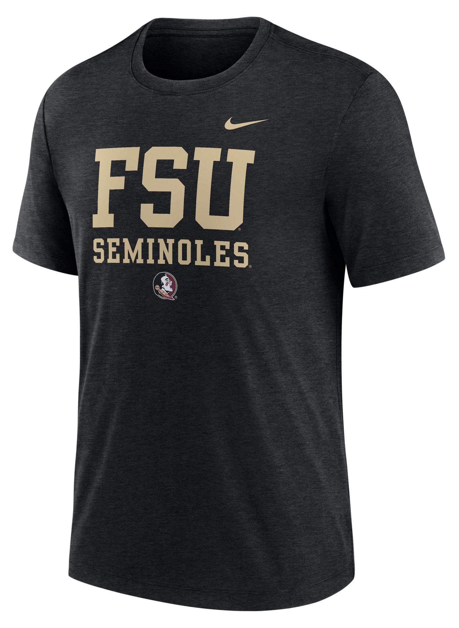 Nike Men's Florida State Seminoles Black Heather Triblend Stack T-Shirt